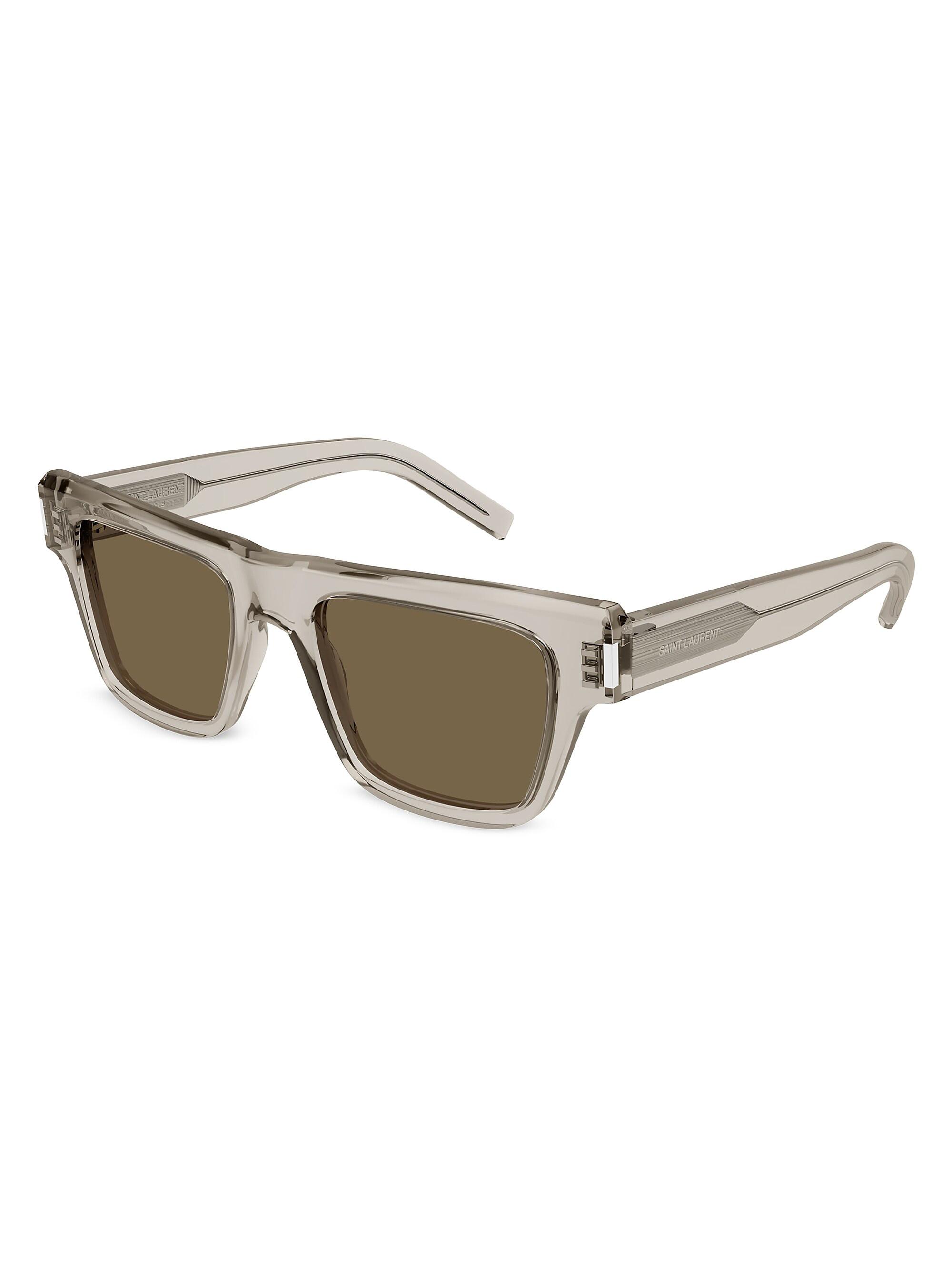 Saint Laurent Men's Fashion Icons 51MM Square Sunglasses - Translucent Beige Brown