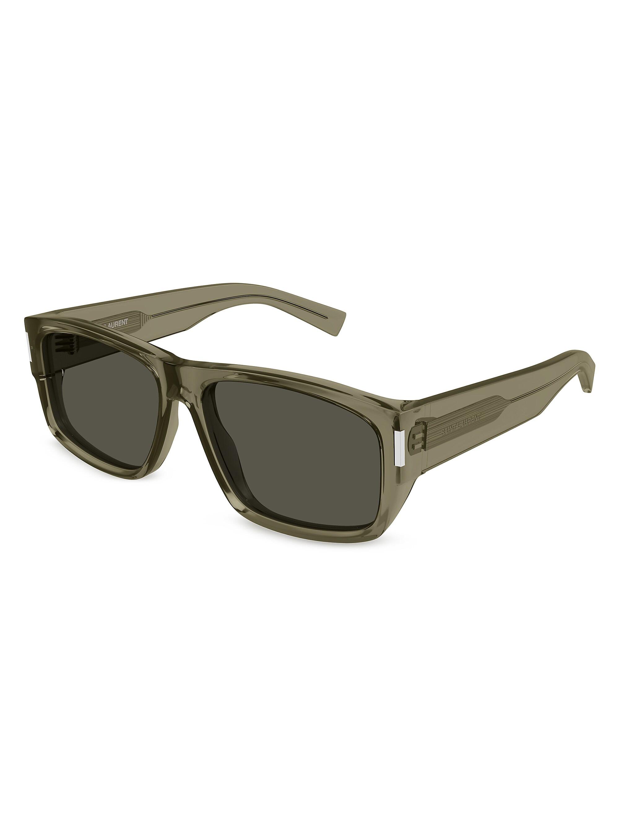 Saint Laurent Men's Fashion Icons 59MM Square Sunglasses - Olive Grey