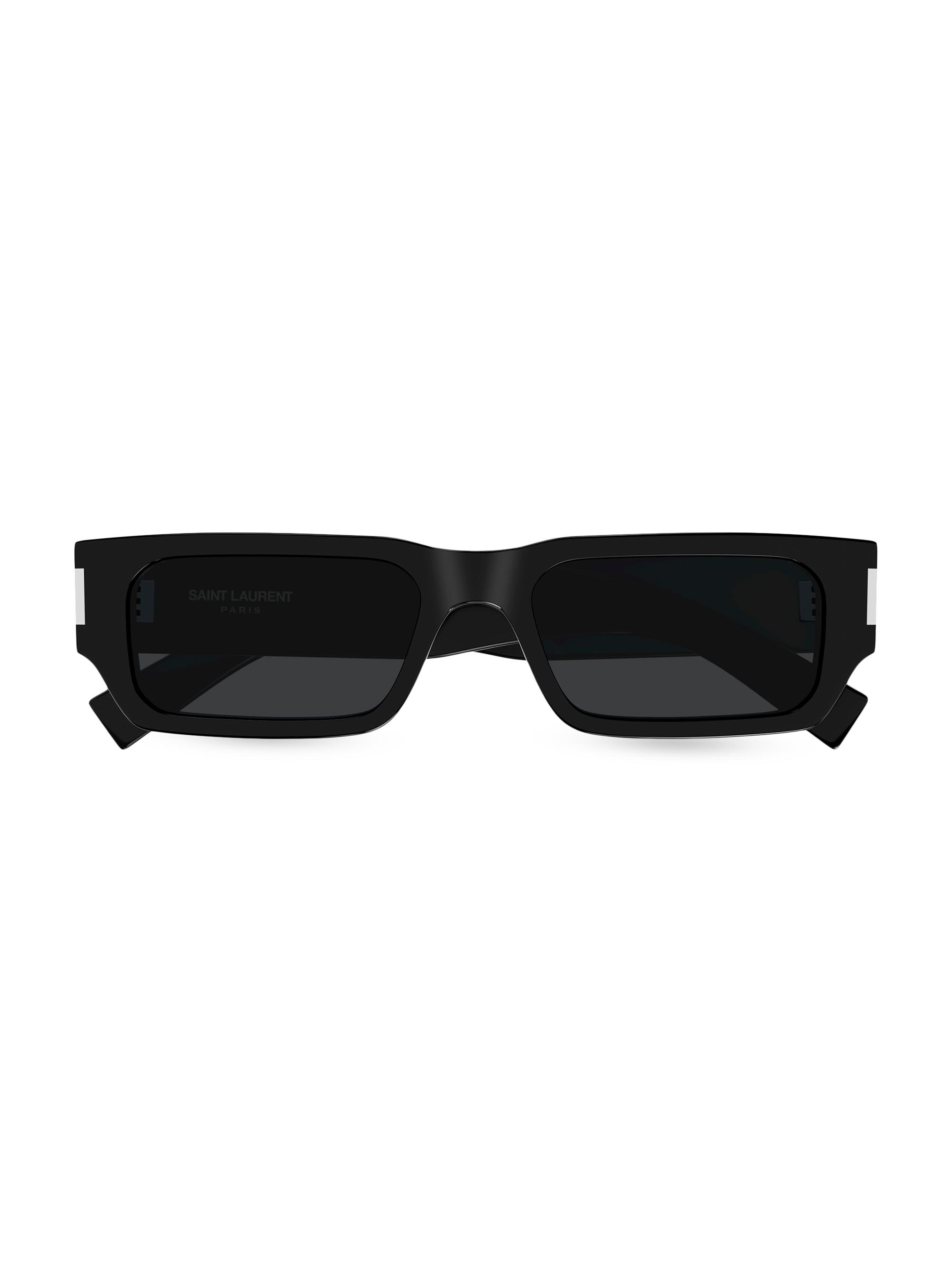 Saint Laurent Men's Naked Wirecore 54MM Rectangular Sunglasses - Black Dark Grey