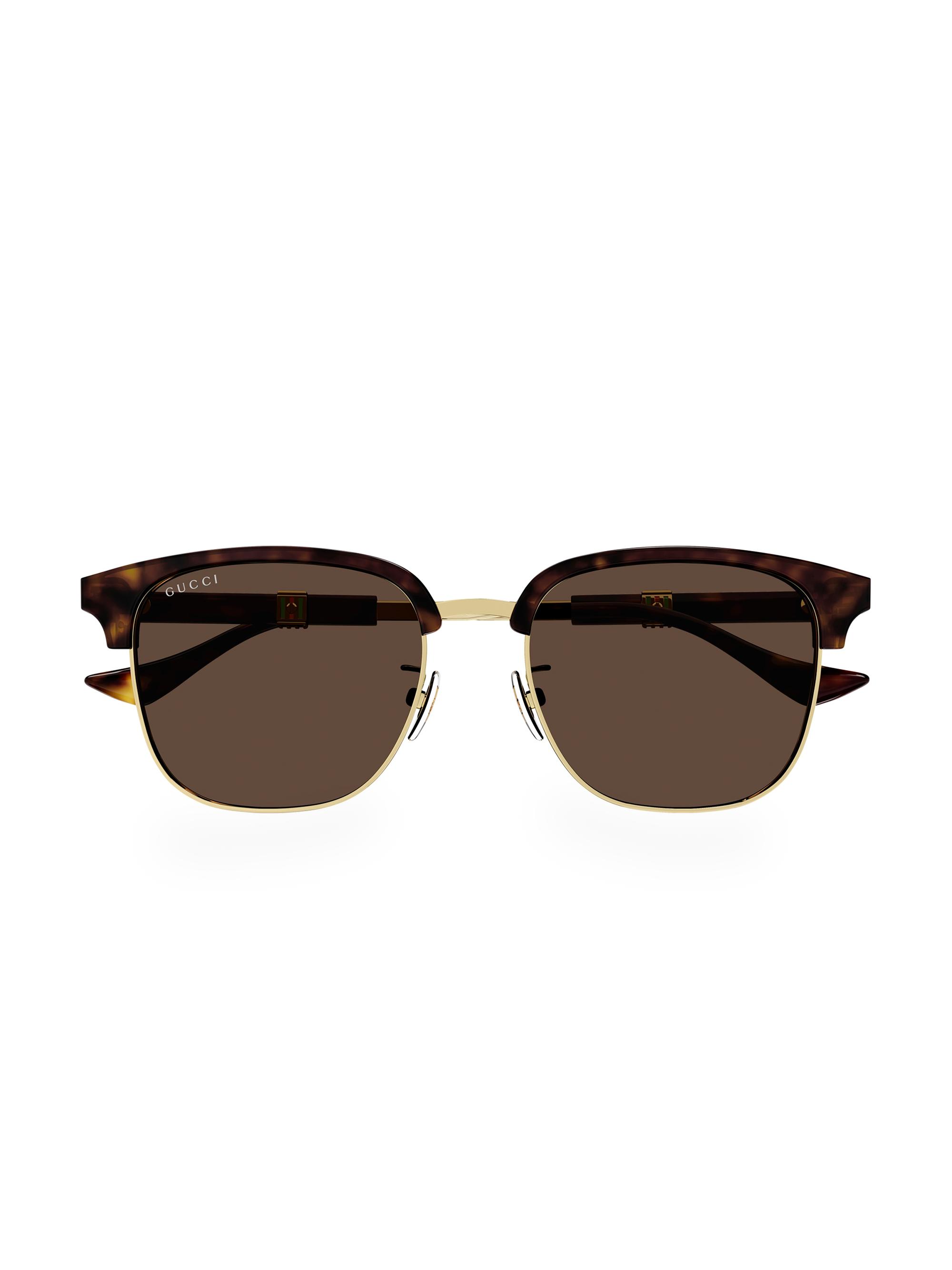 Gucci Men's Running Web Panthos 55MM Sunglasses - Havana Gold Brown - Men's Accessories
