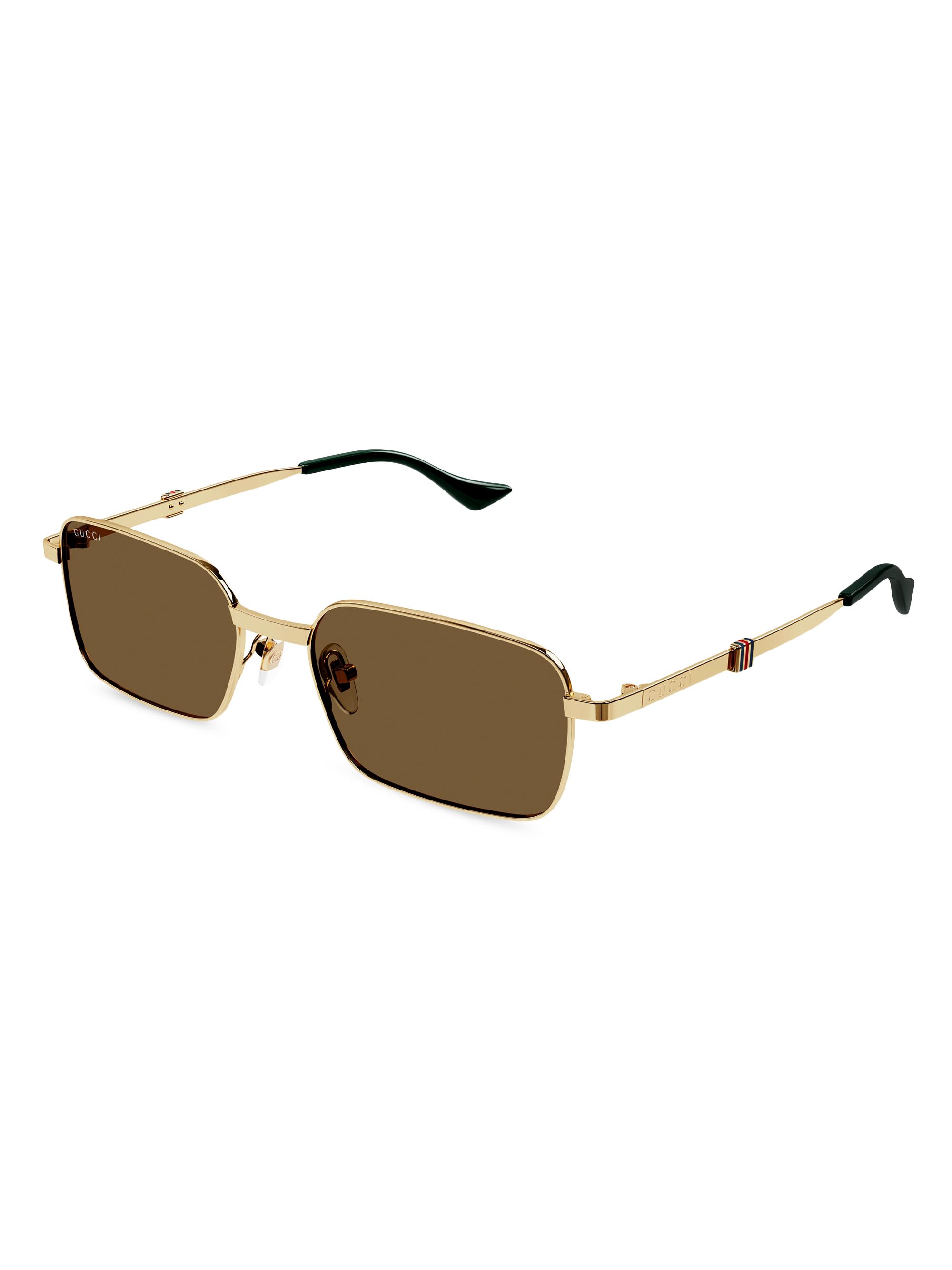 GUCCI グッチ GG1495S メタルフレーム サングラス ゴールド Gucci Running Web GG1495S 56MM Rectangular Sunglasses | Saks Fifth
