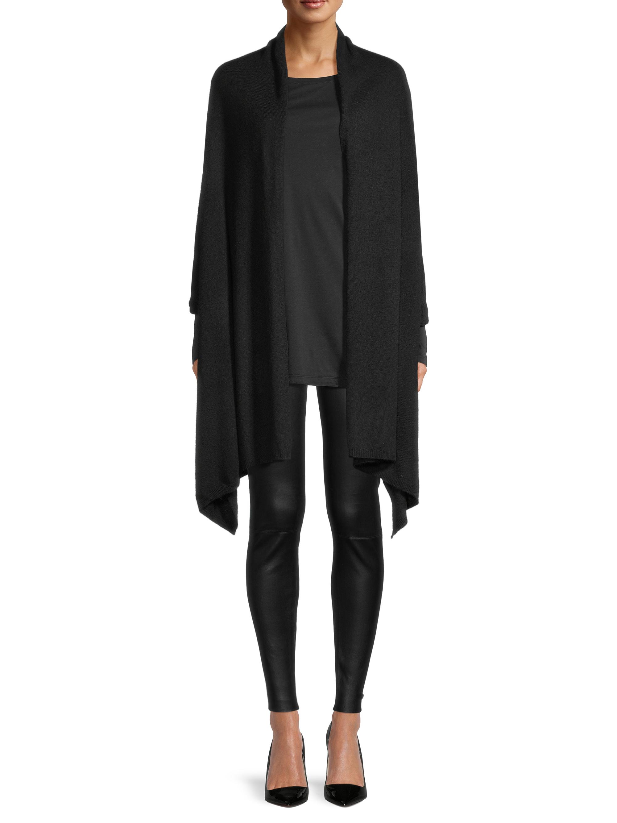 Sofia Cashmere Women's Cashmere Knit Wrap - Black | Thumbnail 3