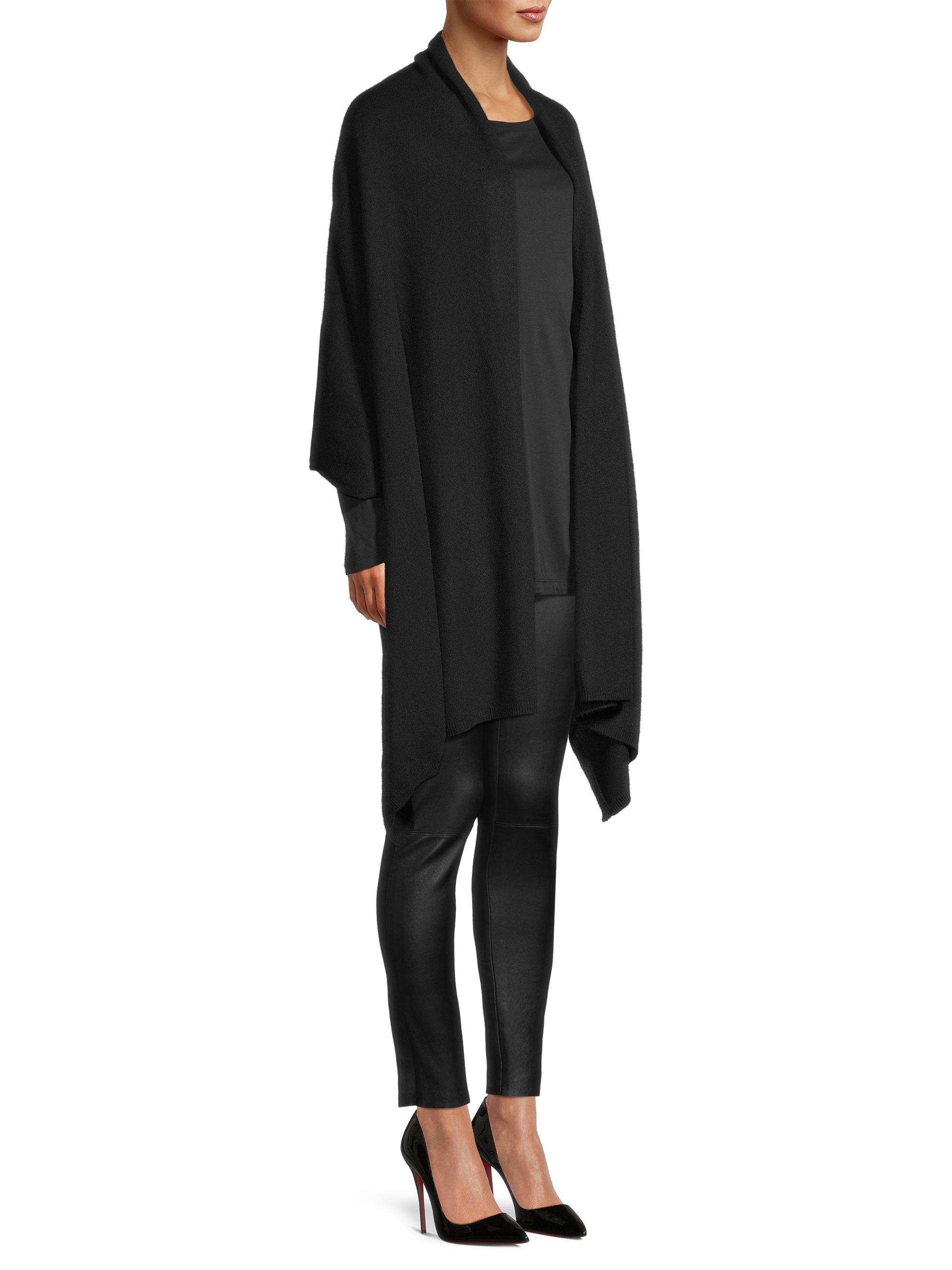 Sofia Cashmere Women's Cashmere Knit Wrap - Black | Thumbnail 4