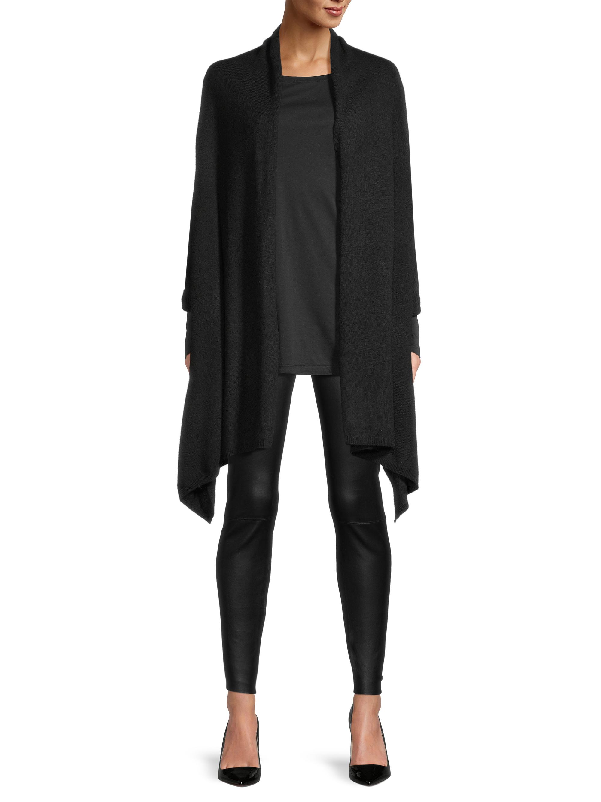 Sofia Cashmere Women's Cashmere Knit Wrap - Black | Thumbnail 2