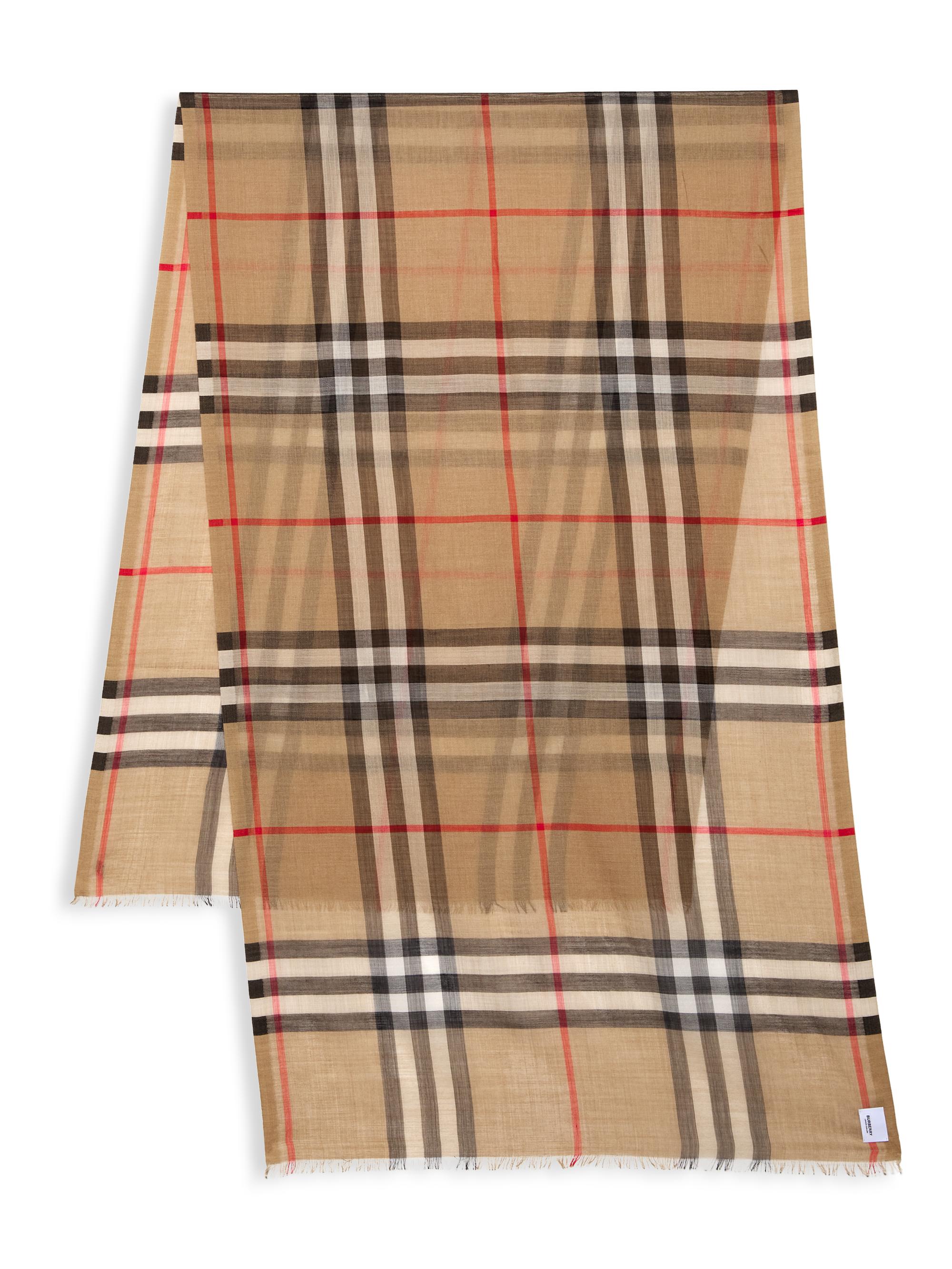 Burberry Giant Check Wool-Silk Gauze Scarf | Saks Fifth Avenue