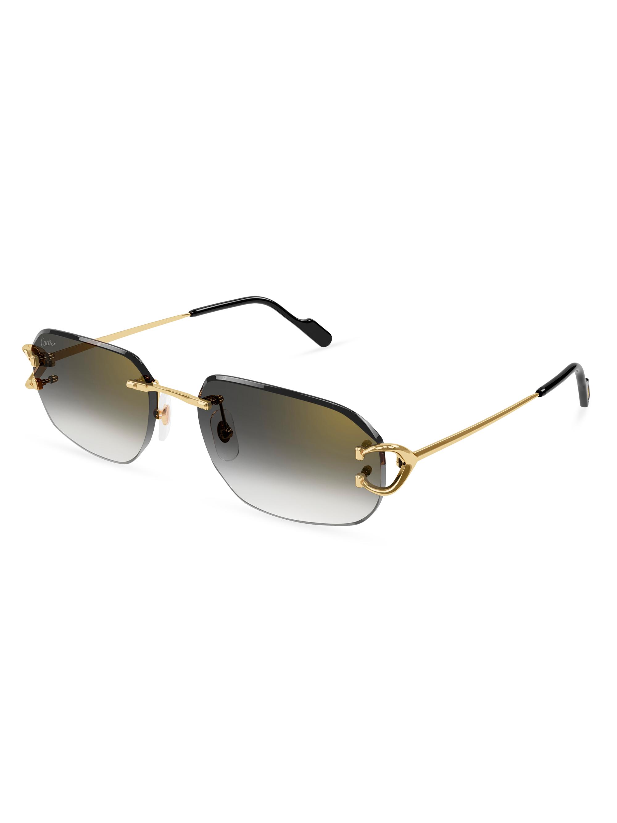 Cartier Men's C Decor 58MM Rectangular Sunglasses - Gold Grey Gradient
