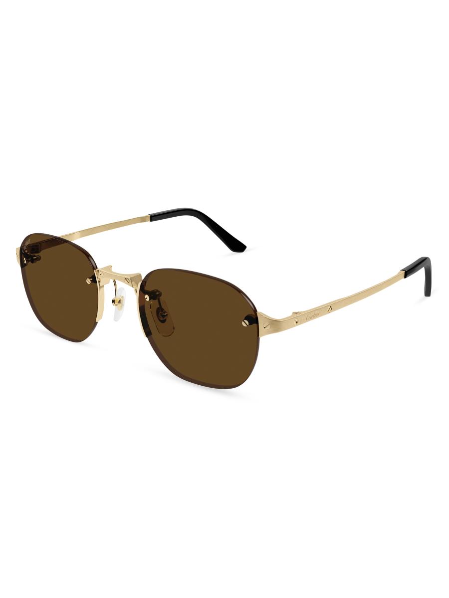Cartier ブラウン サングラス Cartier Santos Classic 53MM Round Sunglasses | Saks Fifth Avenue