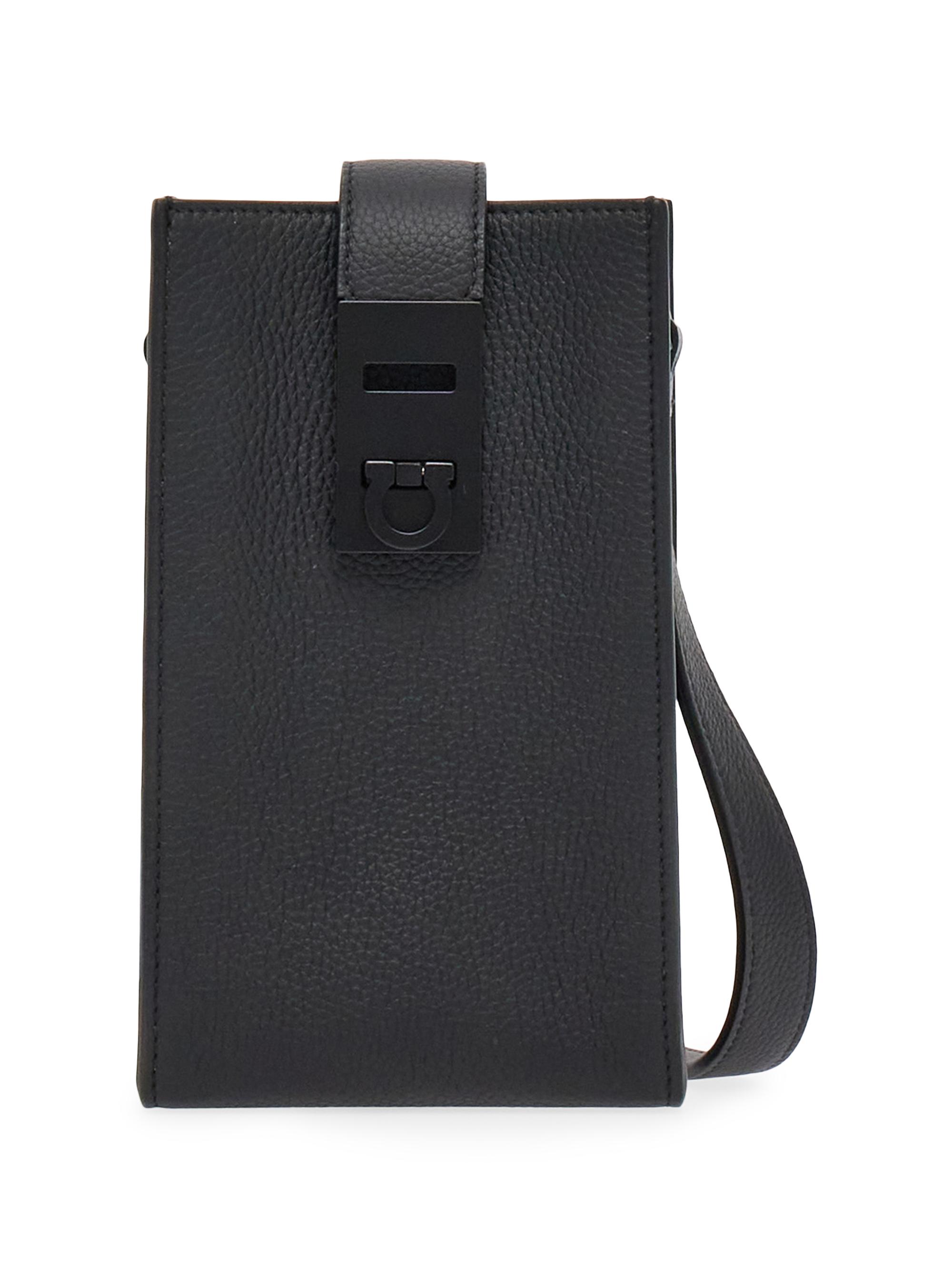 FERRAGAMO Men's Leather Crossbody Pouch - Nero