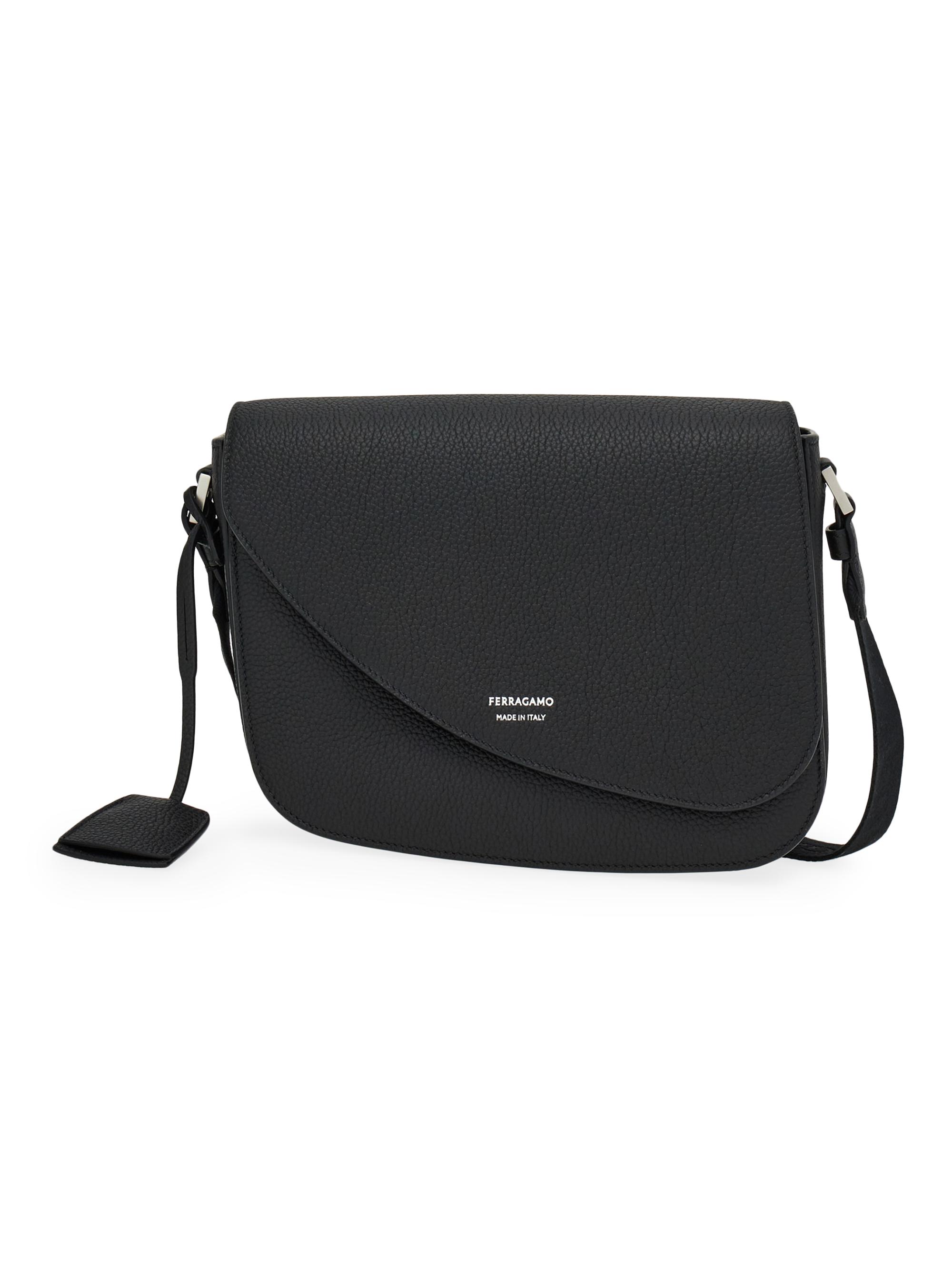 FERRAGAMO Men's Fiamma Leather Shoulder Bag - Nero