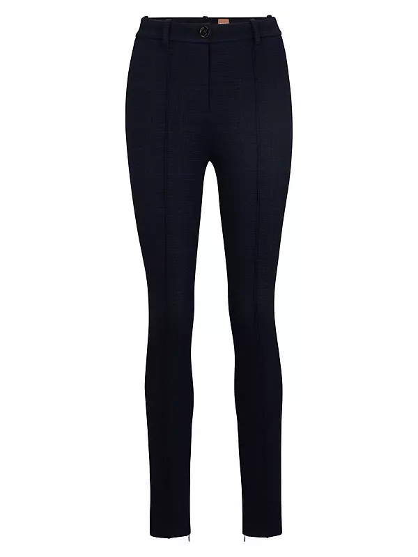 BOSS - Skinny-fit pintuck leggings with zipped hems