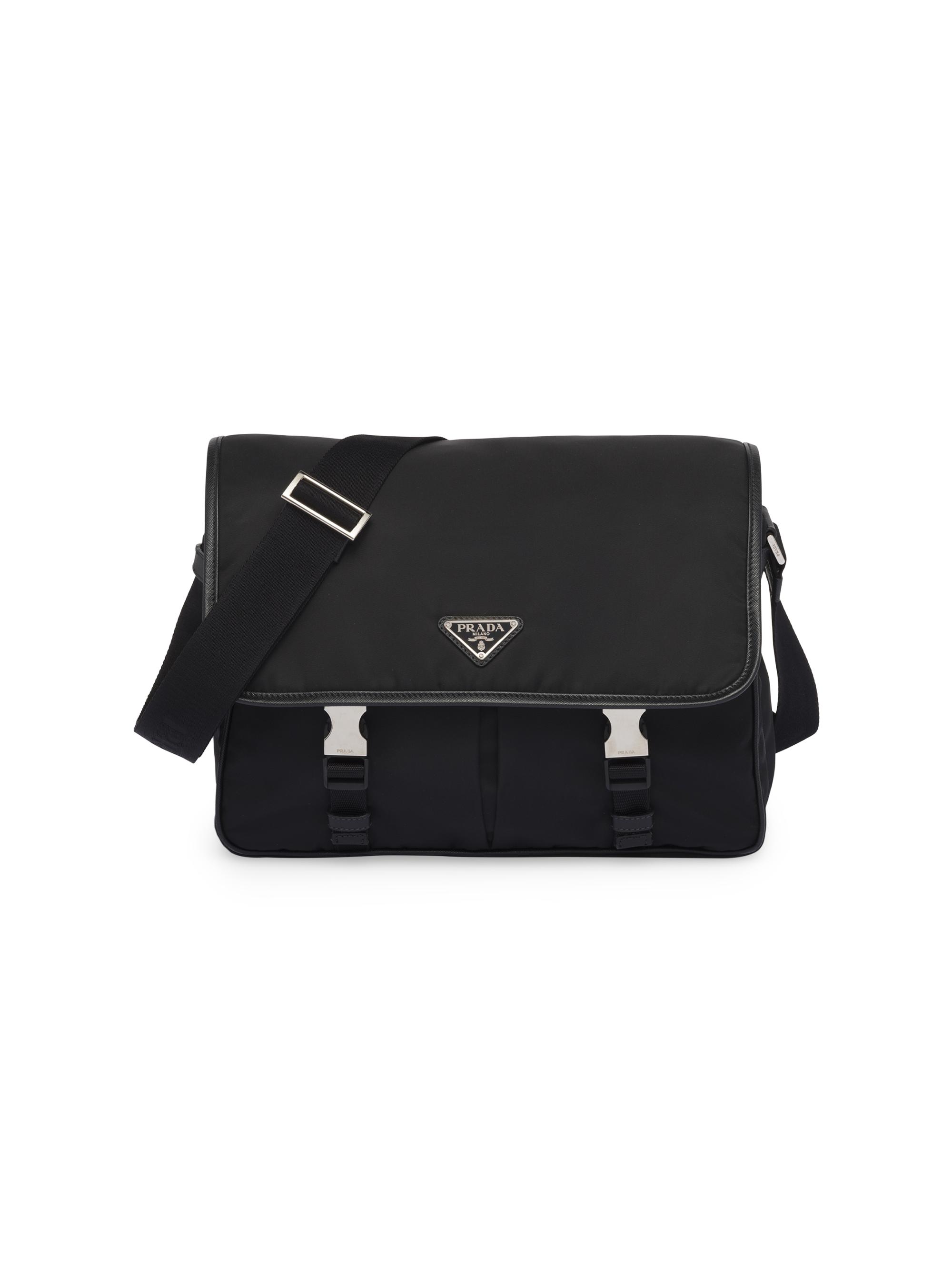 Prada Men's Re-Nylon And Saffiano Shoulder Bag - Black