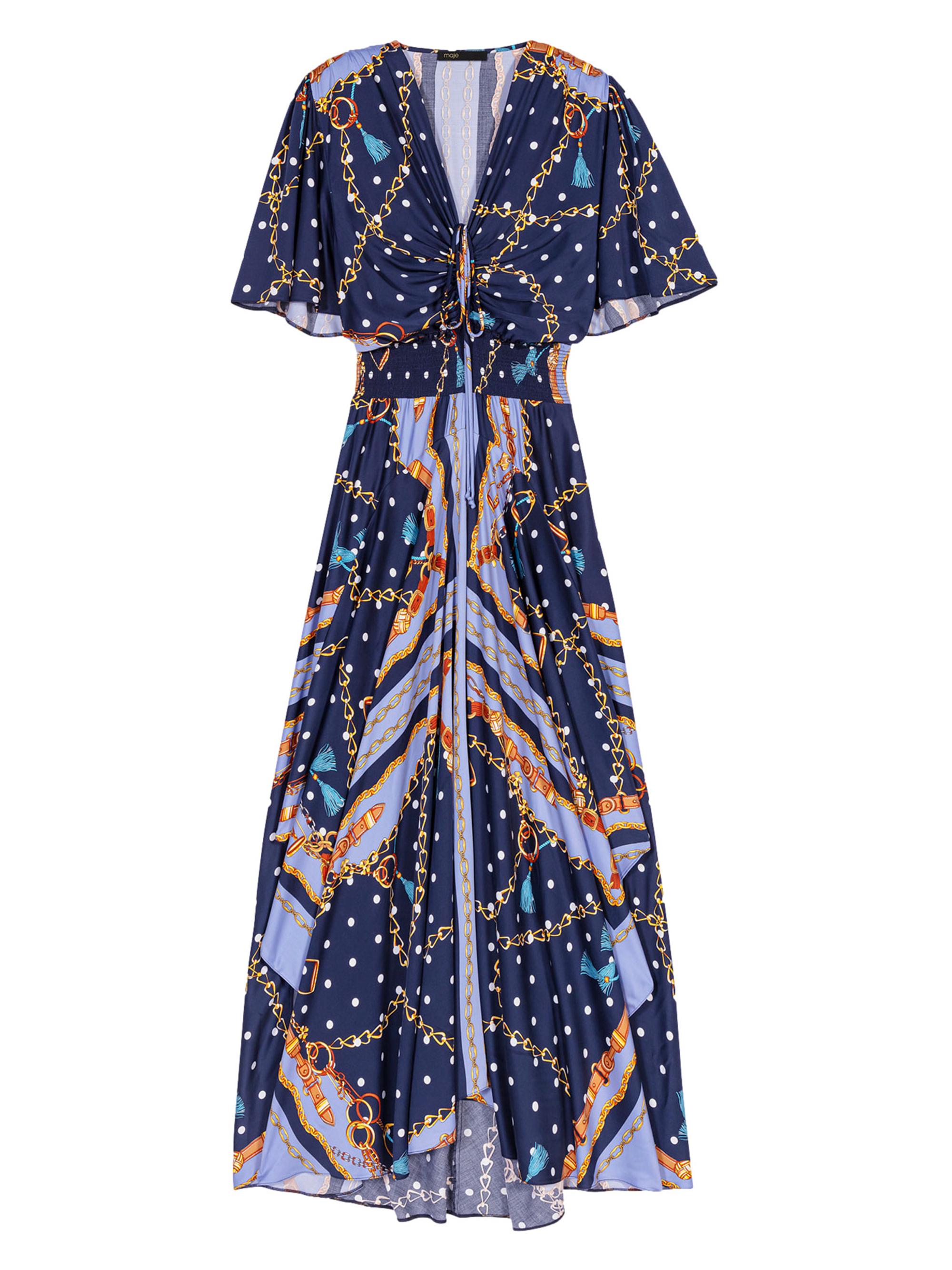 Maje Women's Satin-Look Patterned Maxi Dress - Chain Scarf Print
