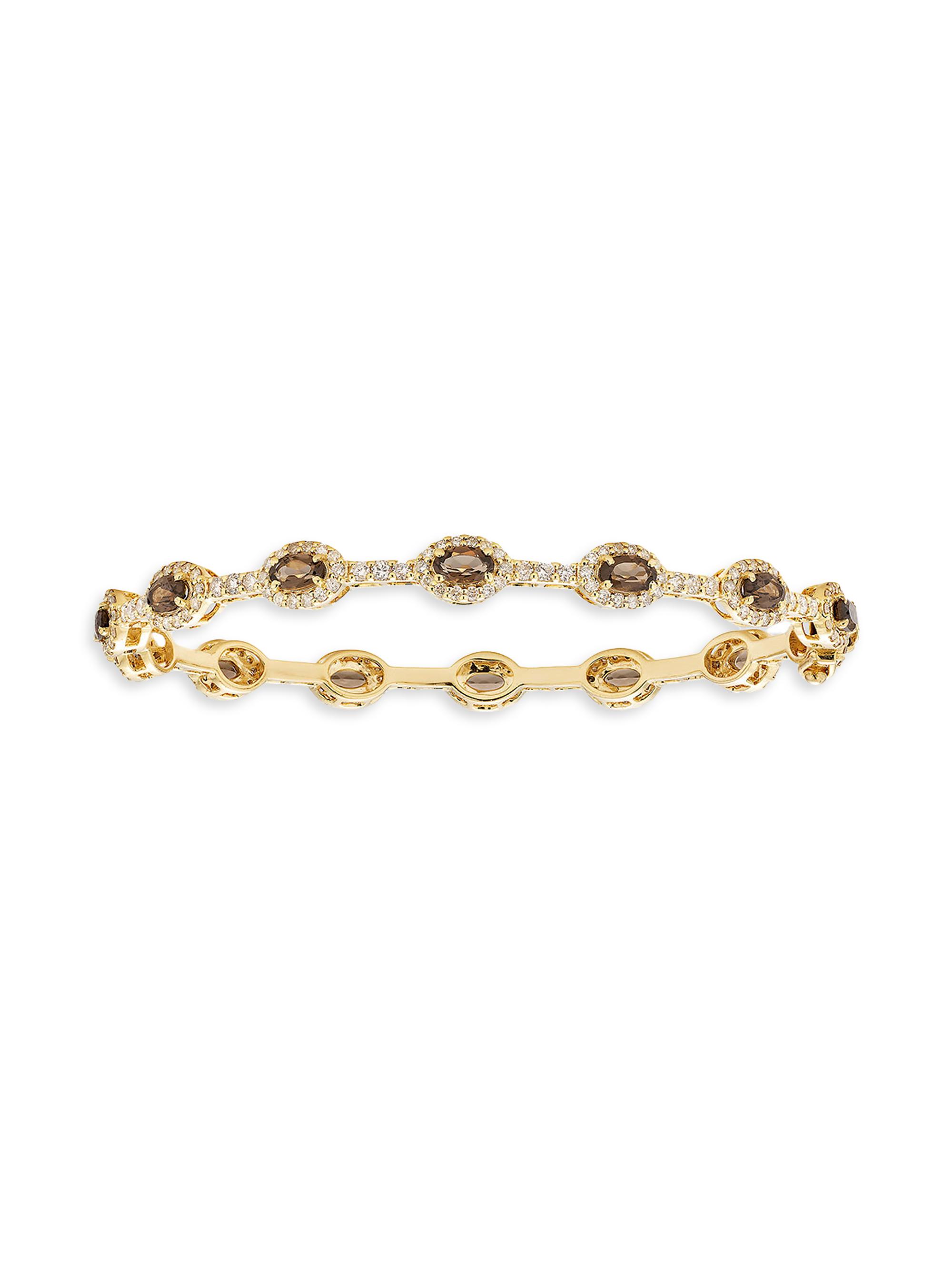 Atlas Fine Women's 14K Yellow Gold, Smoky Topaz & 2.11 TCW Diamond Bangle - Gold