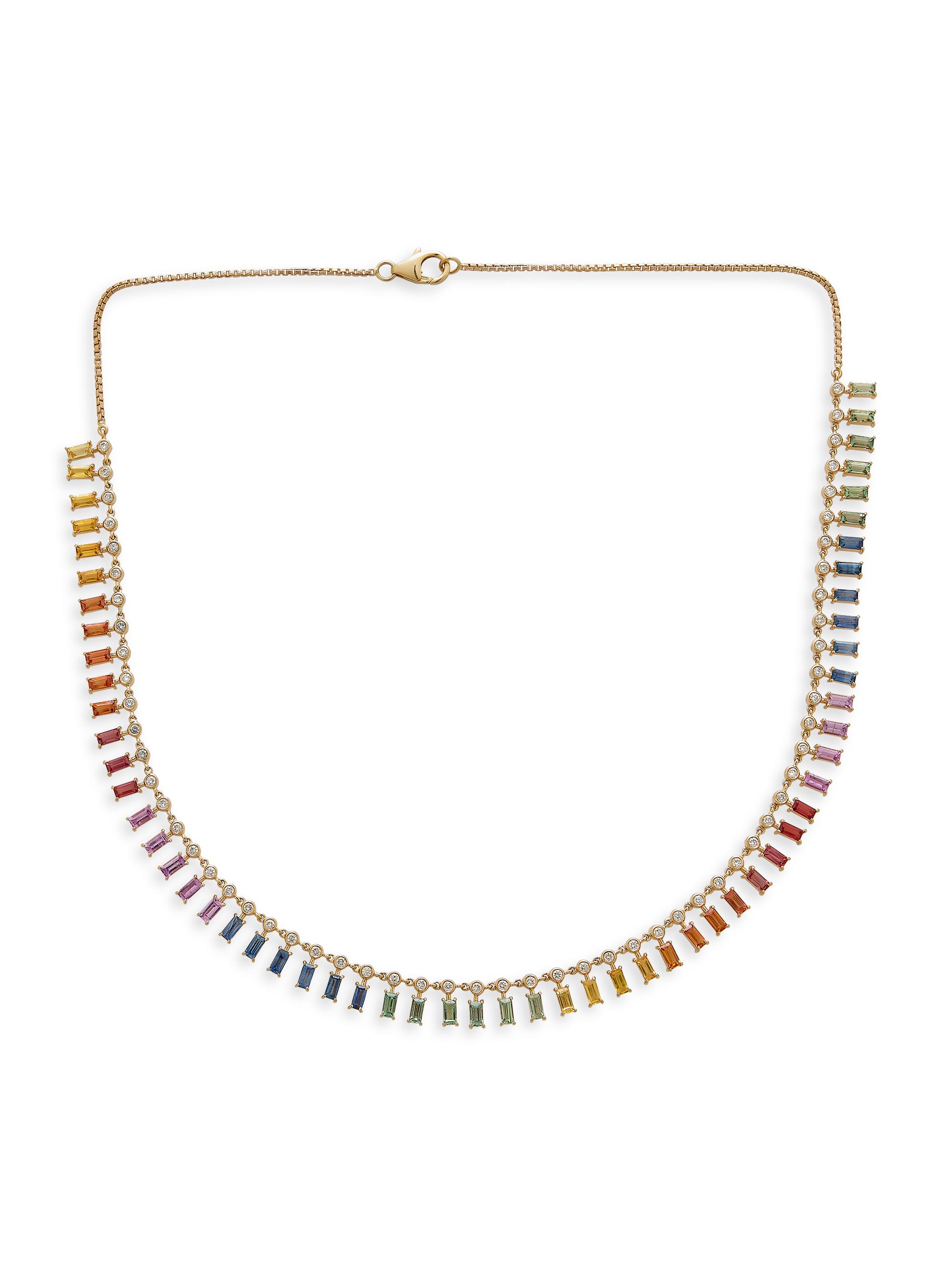 Atlas Fine Women's 14K Yellow Gold, Rainbow Sapphire & 0.98 TCW Diamond Necklace - Gold