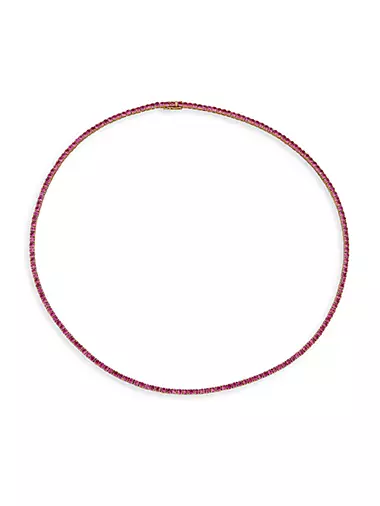 14K Rose Gold & Pink Sapphire Tennis Necklace