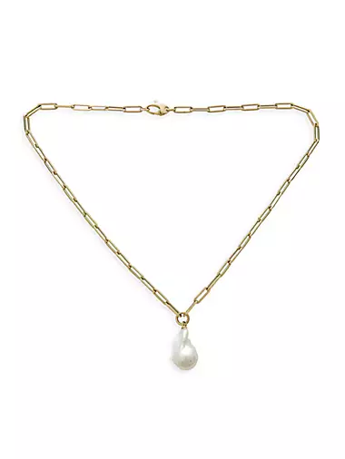 14K Yellow Gold & Freshwater Pearl Pendant Necklace