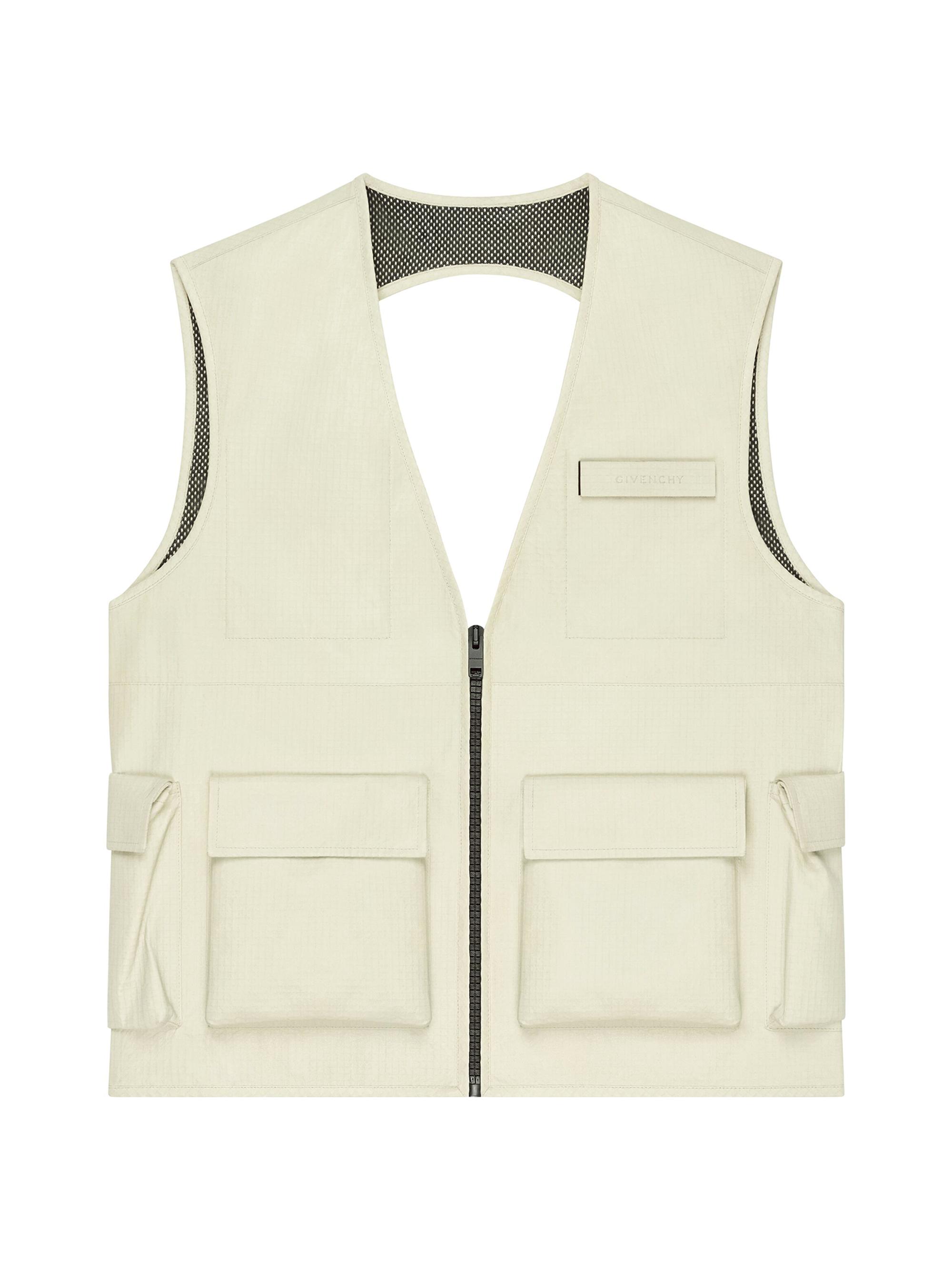 Givenchy Men's Sleeveless Cargo Jacket In Leather - Off White