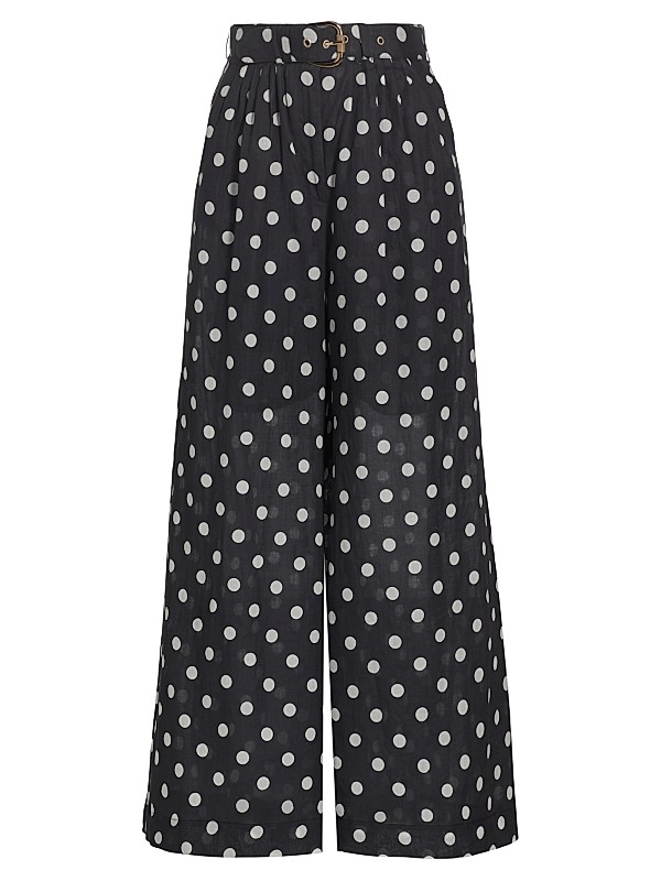 Shop Zimmermann Tuck Belted Polka Dot Wide-Leg Pant | Saks Shop Zimmermann Tuck Belted Polka Dot Wide-Leg Pant | Saks