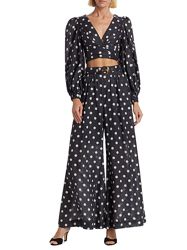 Shop Zimmermann Tuck Belted Polka Dot Wide-Leg Pant | Saks Shop Zimmermann Tuck Belted Polka Dot Wide-Leg Pant | Saks