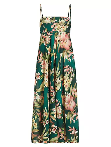 Lexi Floral Linen Bandeau Midi-Dress