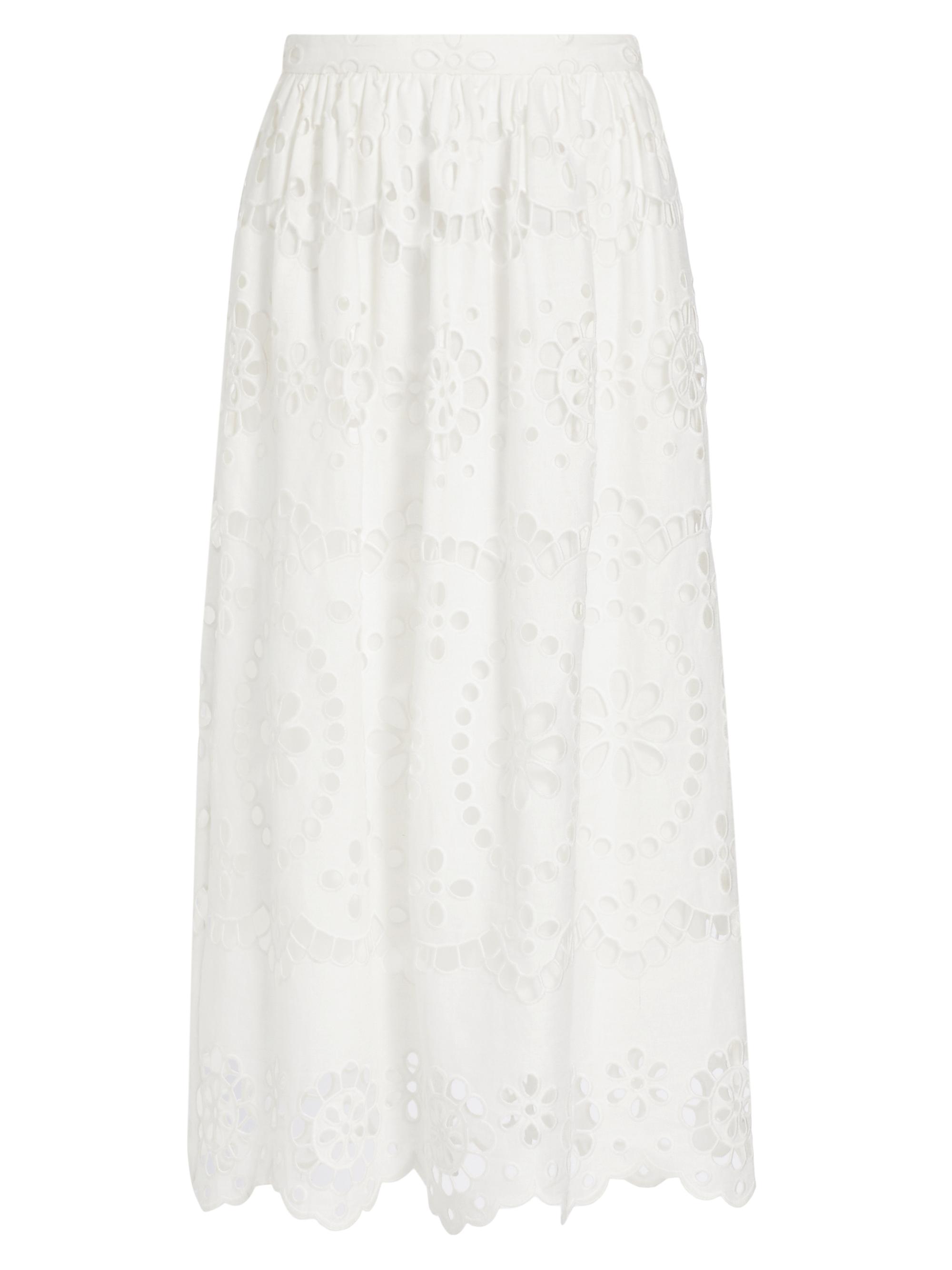Zimmermann Women's Lexi Embroidered Linen Midi-Skirt -