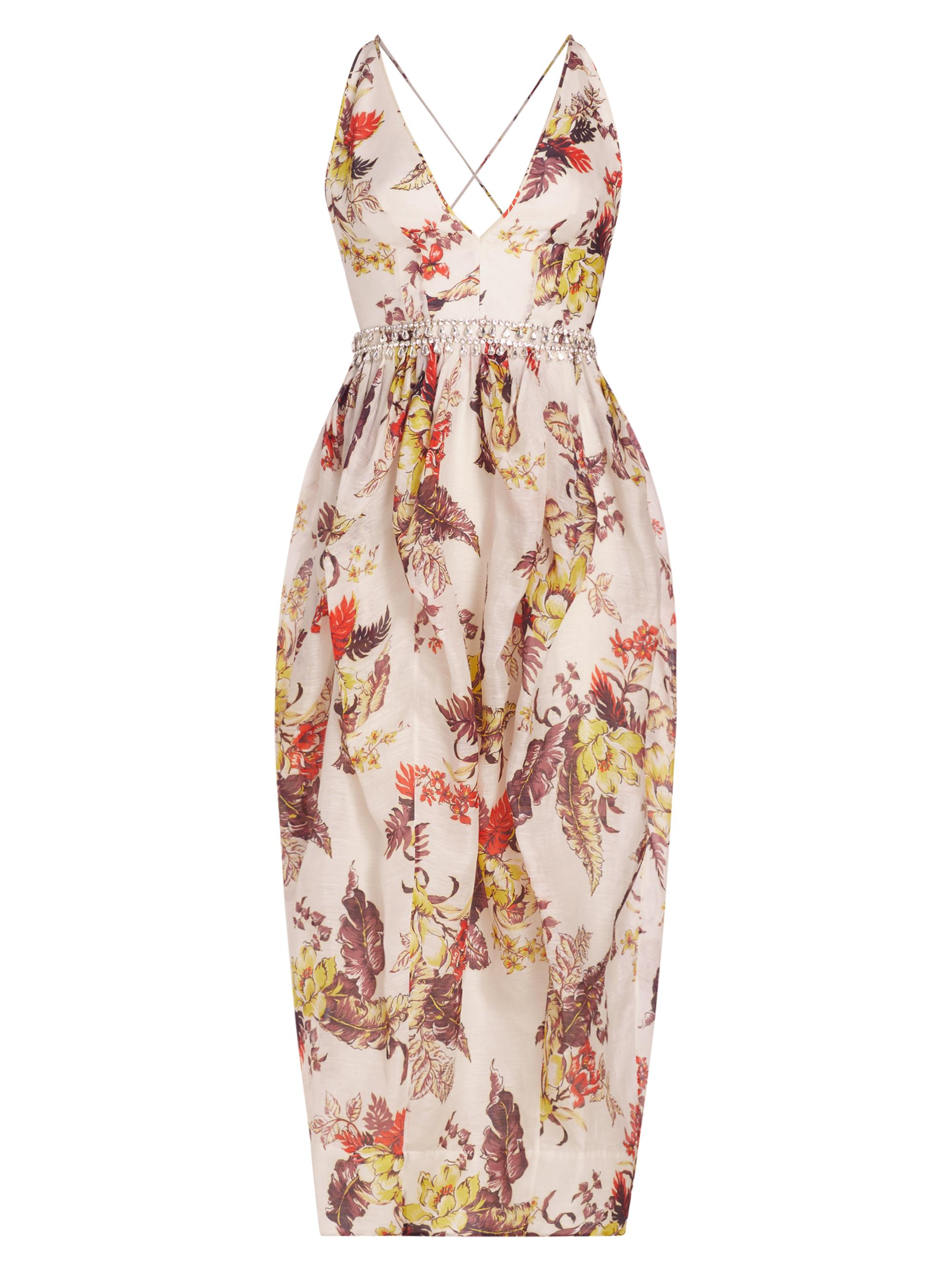 Zimmermann Women's Matchmaker Tulip Linen-Silk Midi-Dress -  Tropical Floral