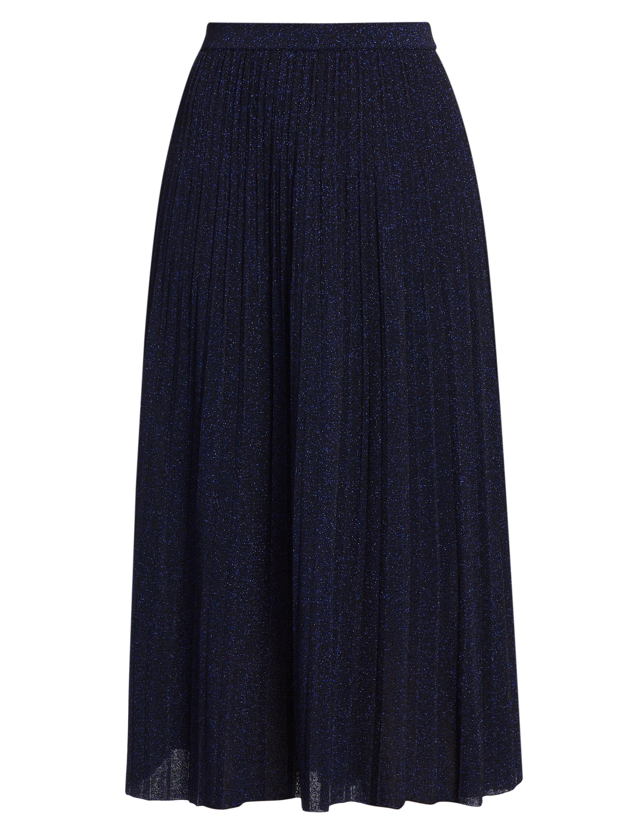 Zimmermann Women's Alight Metallic Rib-Knit Midi-Skirt - Navy Lurex