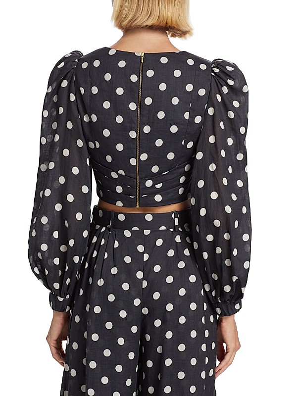 Shop Zimmermann Polka-Dot Pintuck Crop Top | Saks Fifth Avenue Shop Zimmermann Polka-Dot Pintuck Crop Top | Saks Fifth Avenue