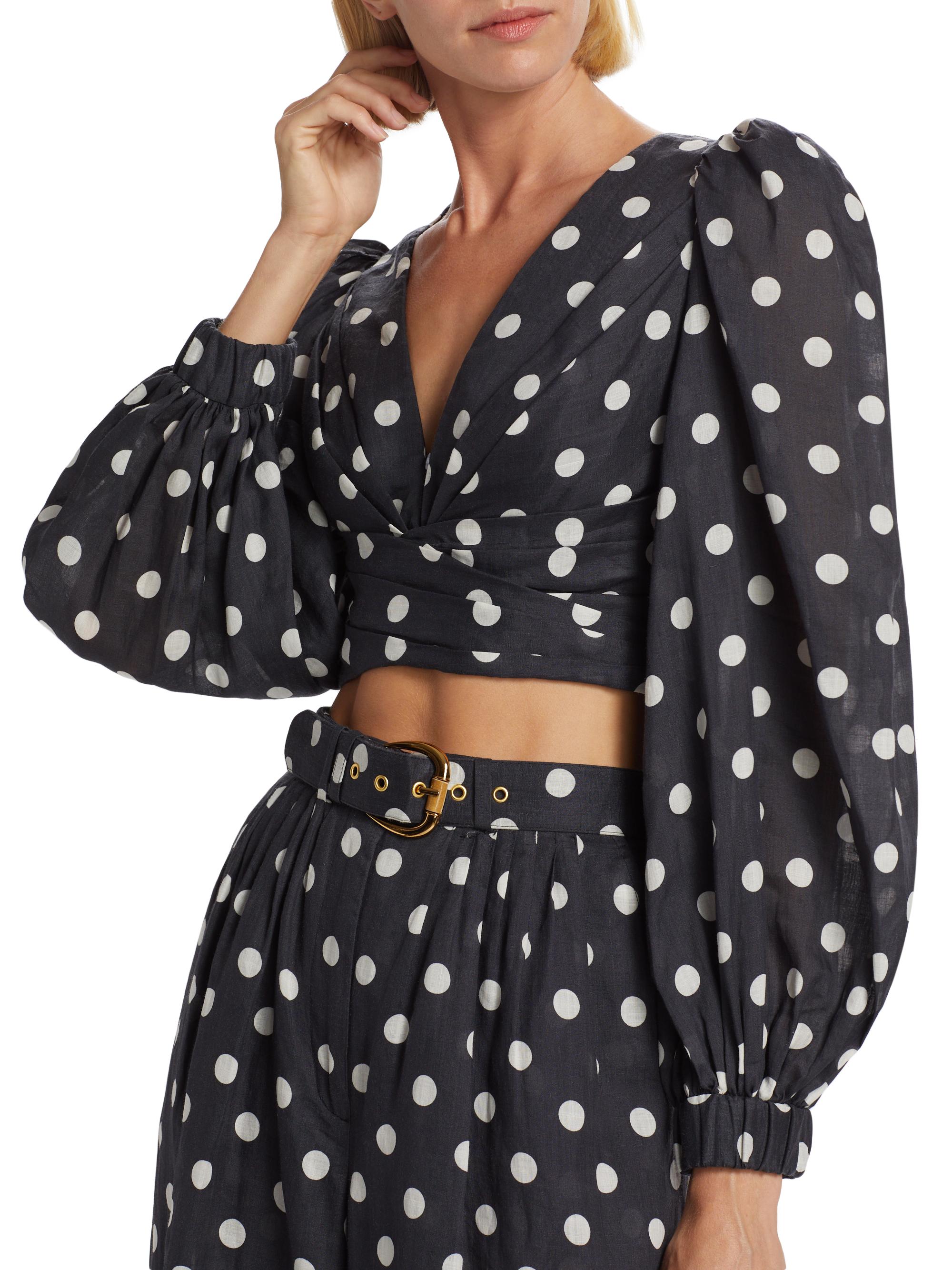 Zimmermann Polka-Dot Pintuck Crop Top | Saks Fifth Avenue