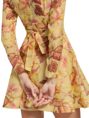 MSGM floral sheer mini dress - Yellow