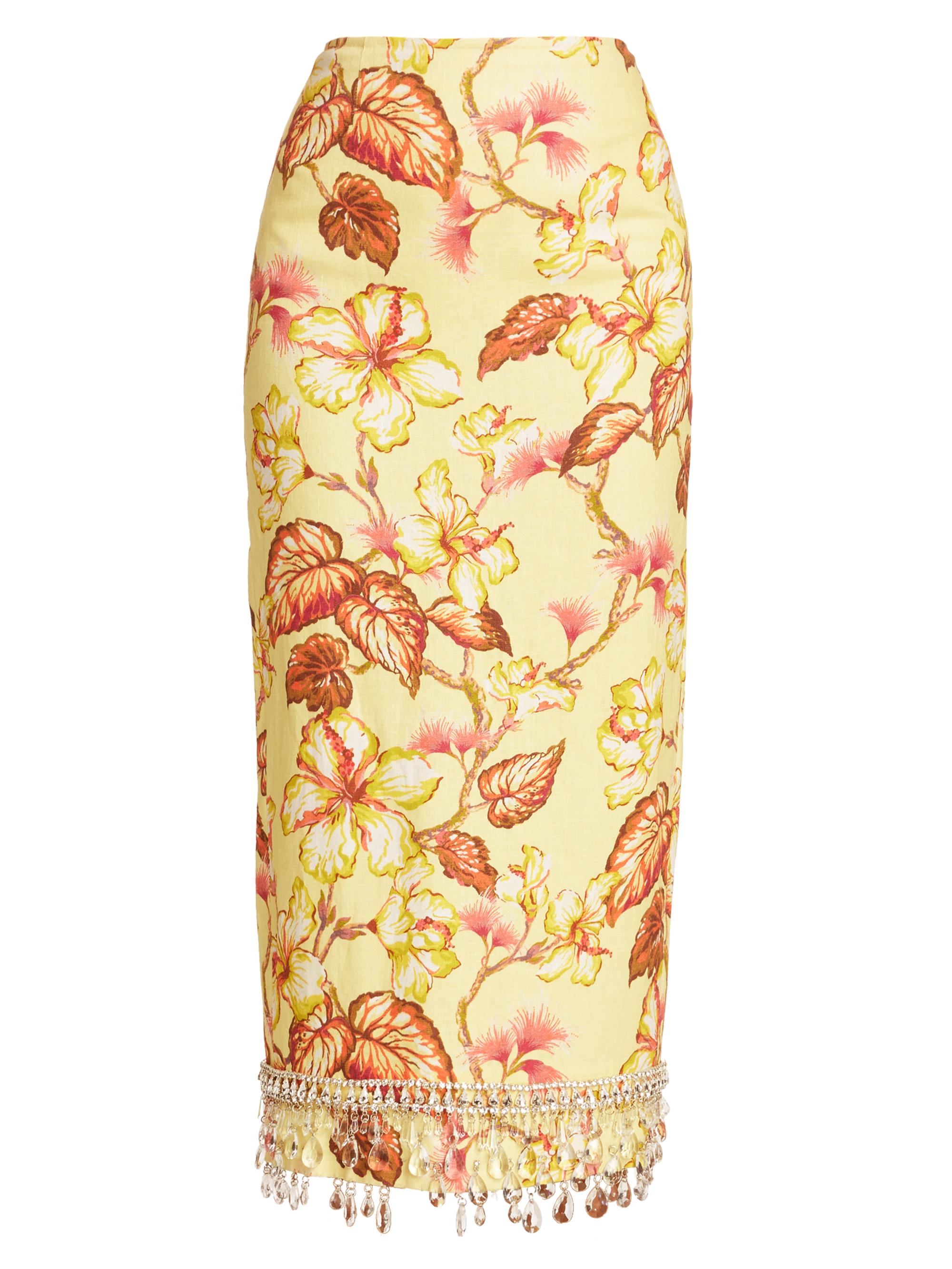 Zimmermann Women's Matchmaker Floral Diamante Midi-Skirt - Yellow Hibiscus