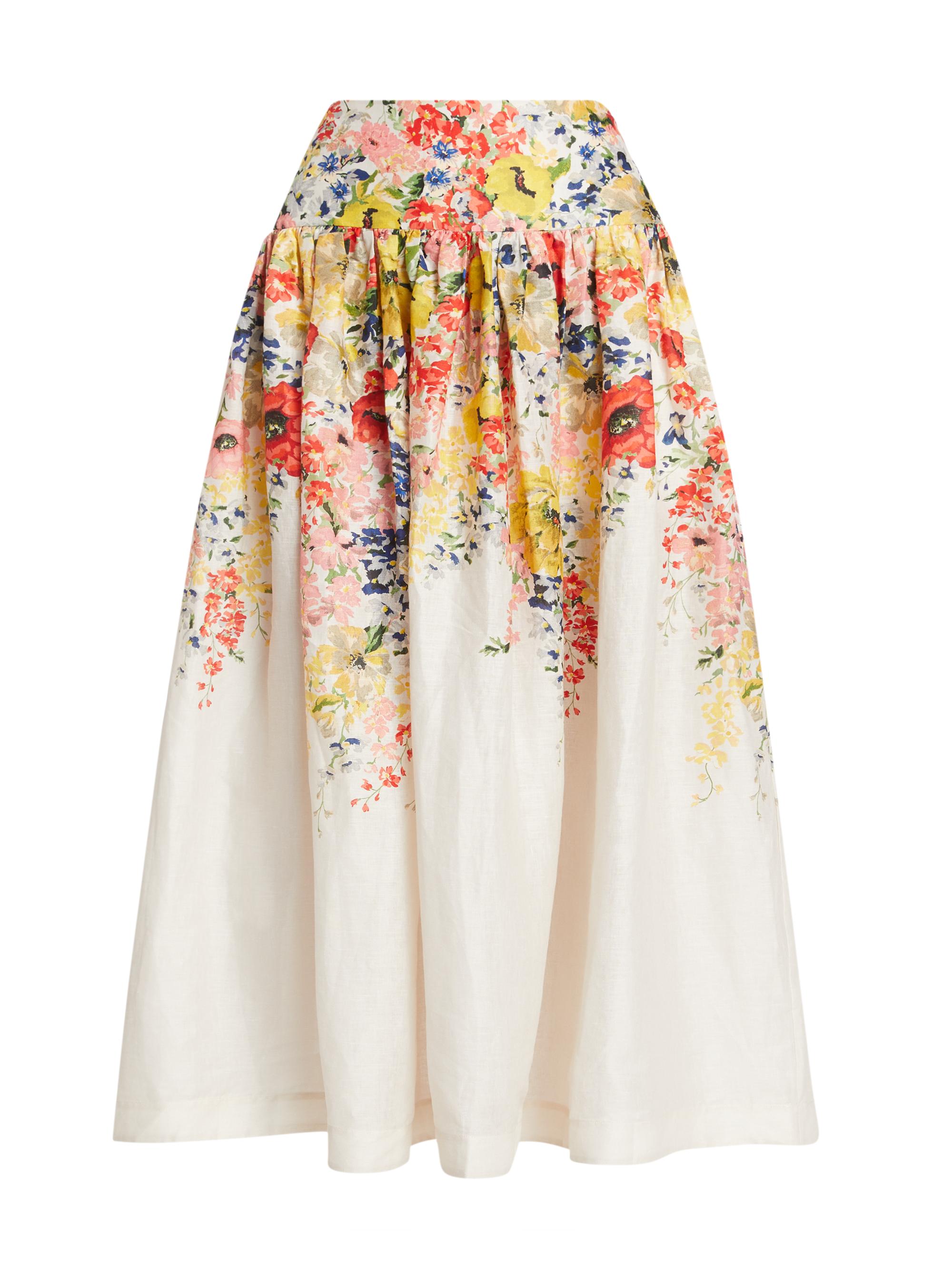 Zimmermann Women's Alight Basque Floral Linen Midi-Skirt -  Floral