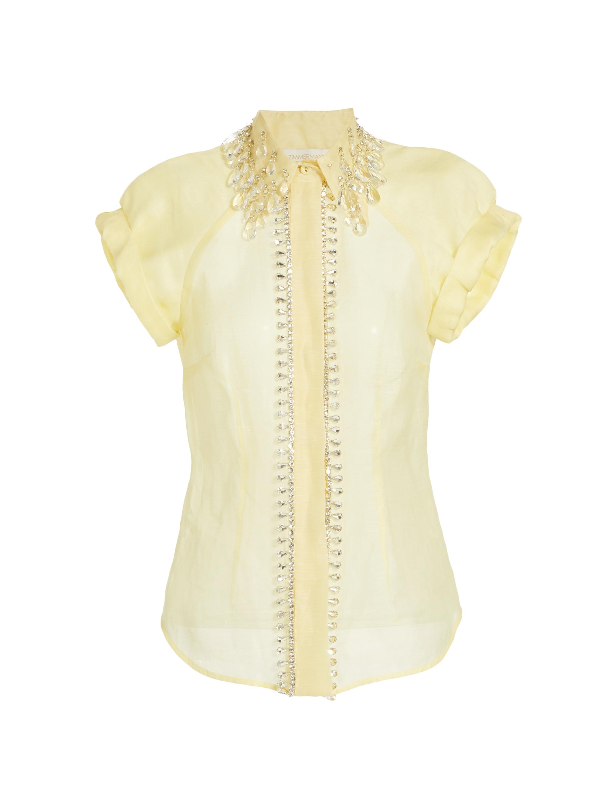 Zimmermann Matchmaker Diamante Linen-Blend Blouse | Saks Fifth Avenue