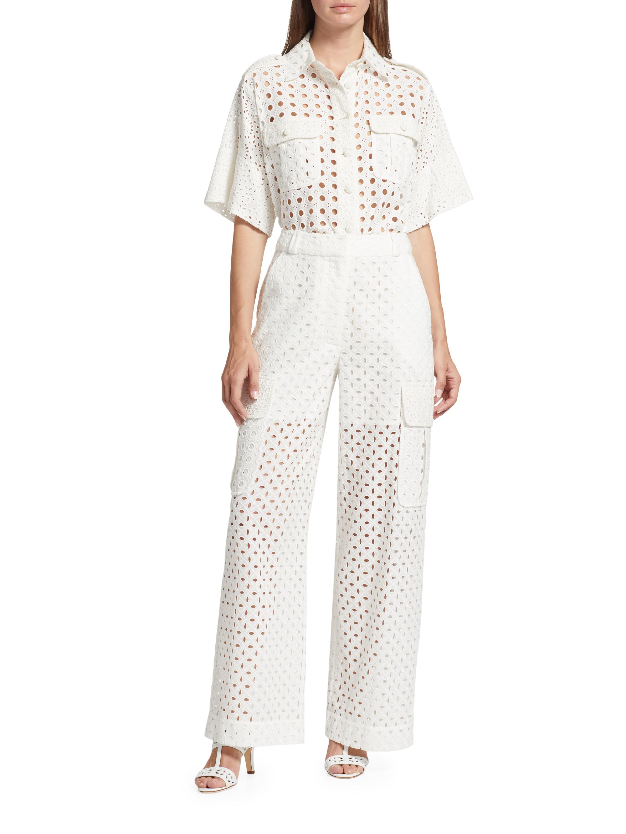 Zimmermann Matchmaker Wide-Leg Cotton Eyelet Pants Saks Fifth Avenue