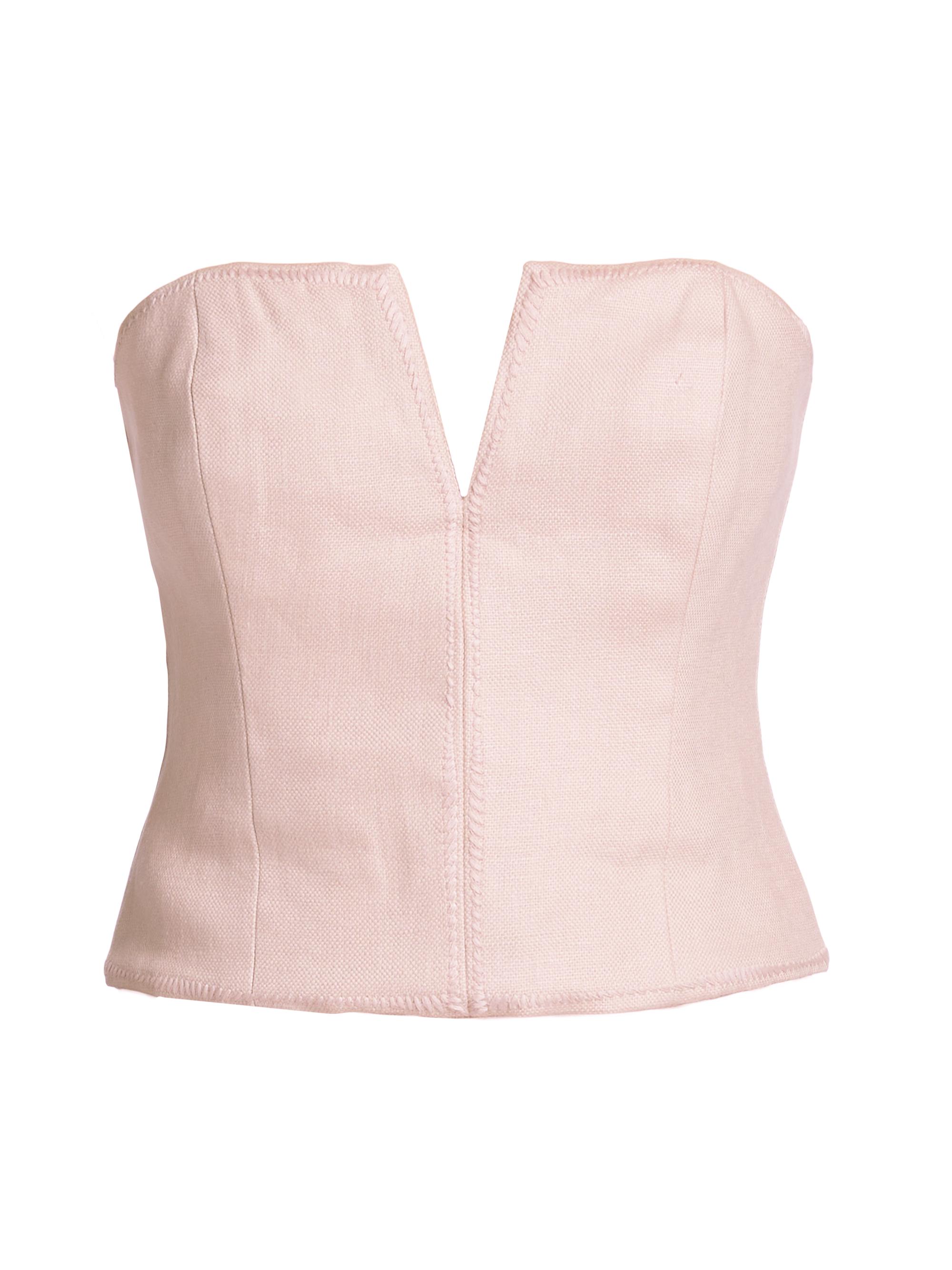 Zimmermann Women's Matchmaker Linen Bustier Crop Top - Blush
