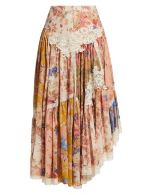 ZIMMERMANN Kids floral-print flared skirt - Purple