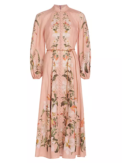 Zimmermann - Lexi Belted Floral Linen Maxi Dress
