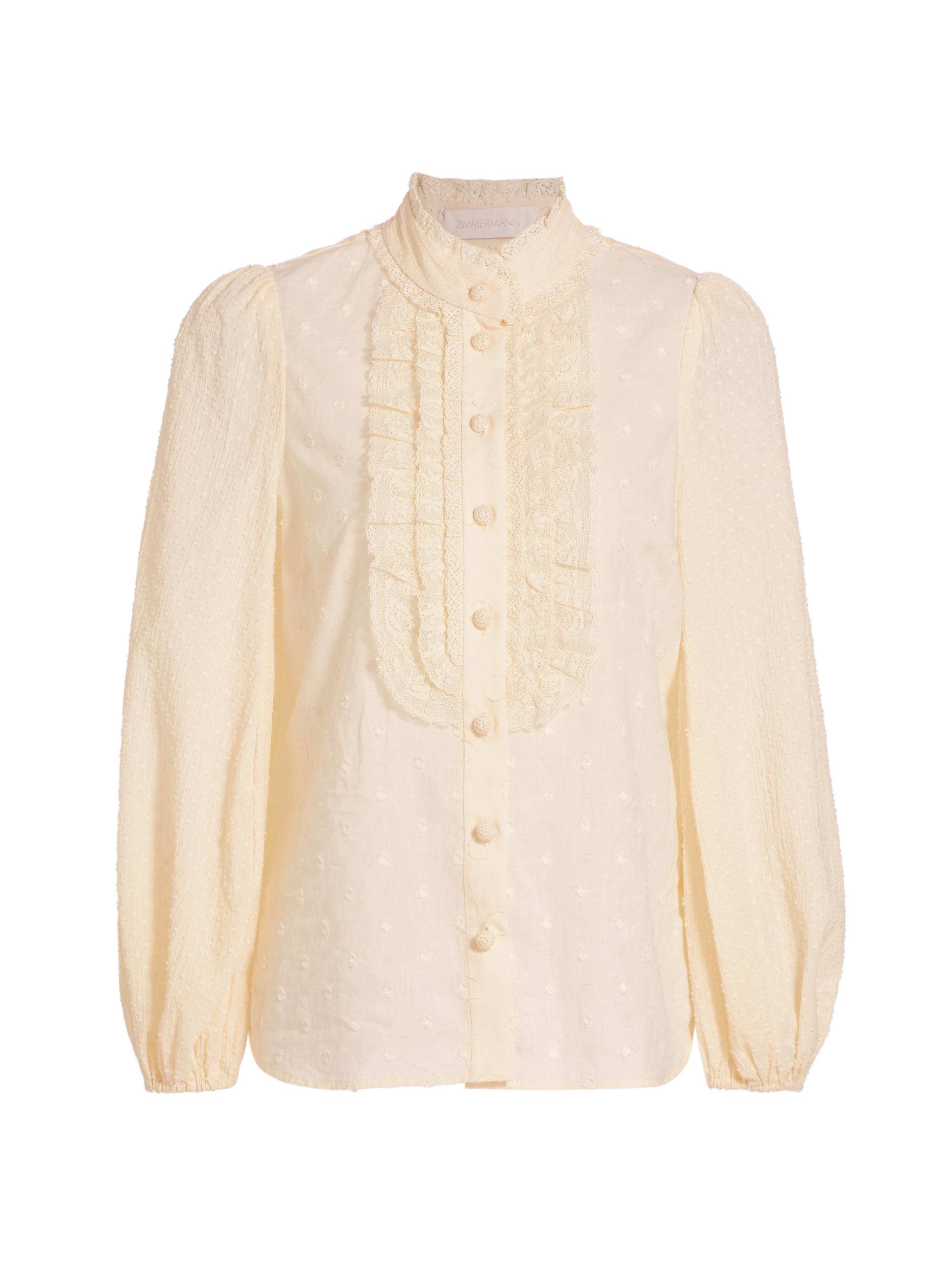 Zimmermann Women's August Cotton Swiss-Dot Blouse - Cream