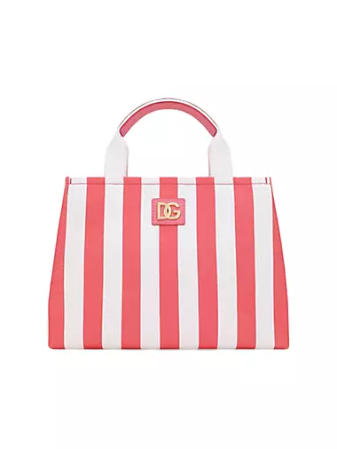 Striped Canvas Top Handle Bag