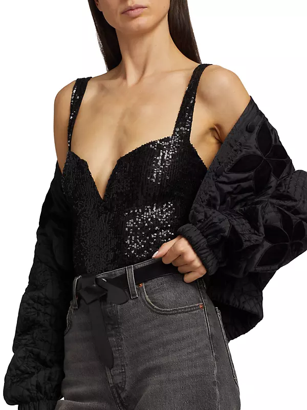 Free People Sparks Fly Sequin Bodysuit
