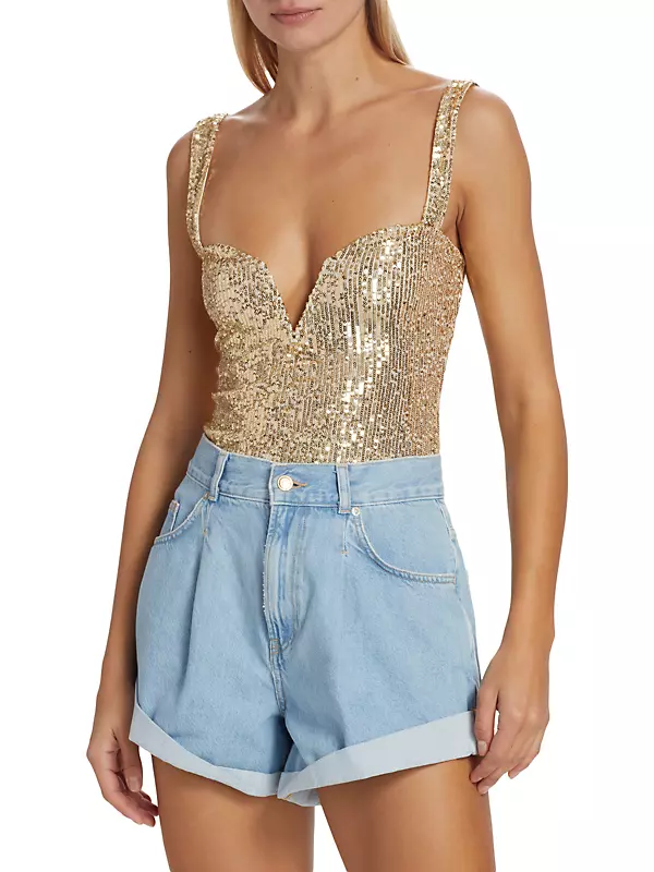Free People Sparks Fly Sequin Bodysuit