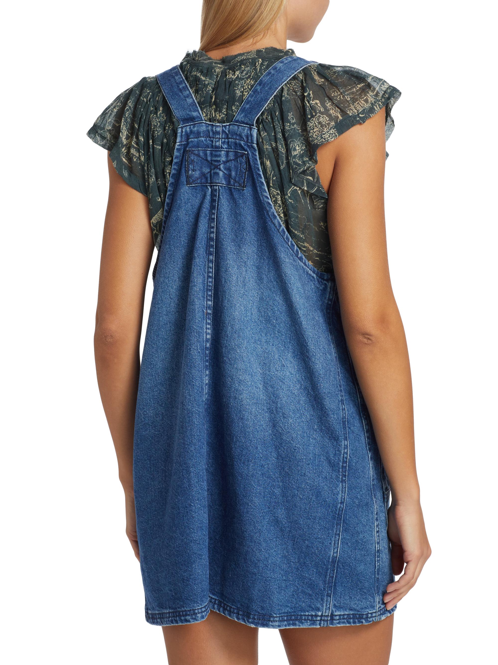 Free People Denim Overall Smock Minidress | Saks Fifth Avenue