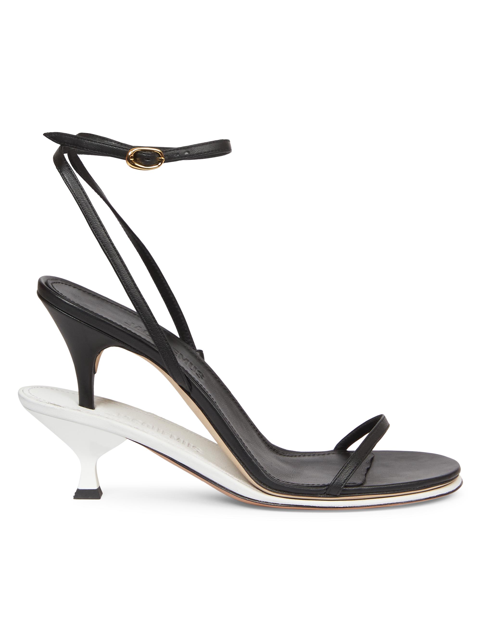 Jacquemus Women's Les Doubles Sandales 100MM Leather Sandals - Blackwhite