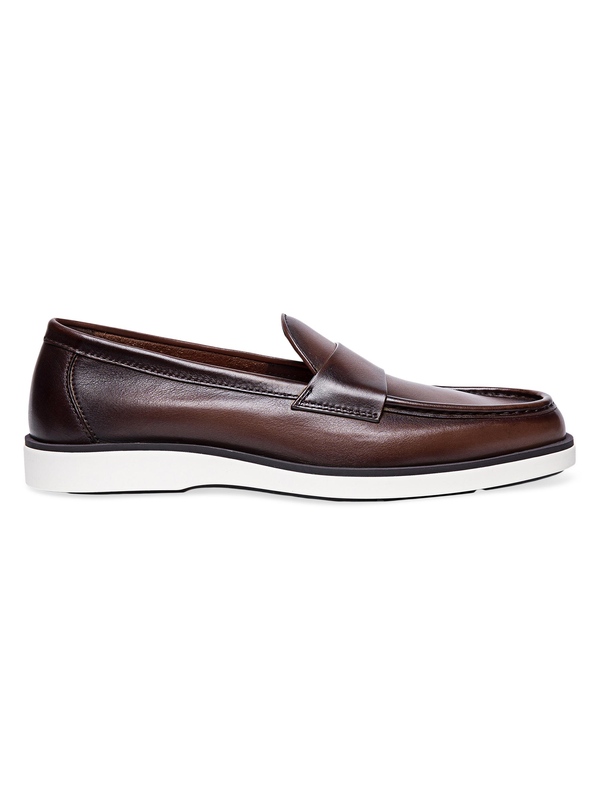 Santoni Men's Detroit Burnished Leather Loafers - Dark Brown