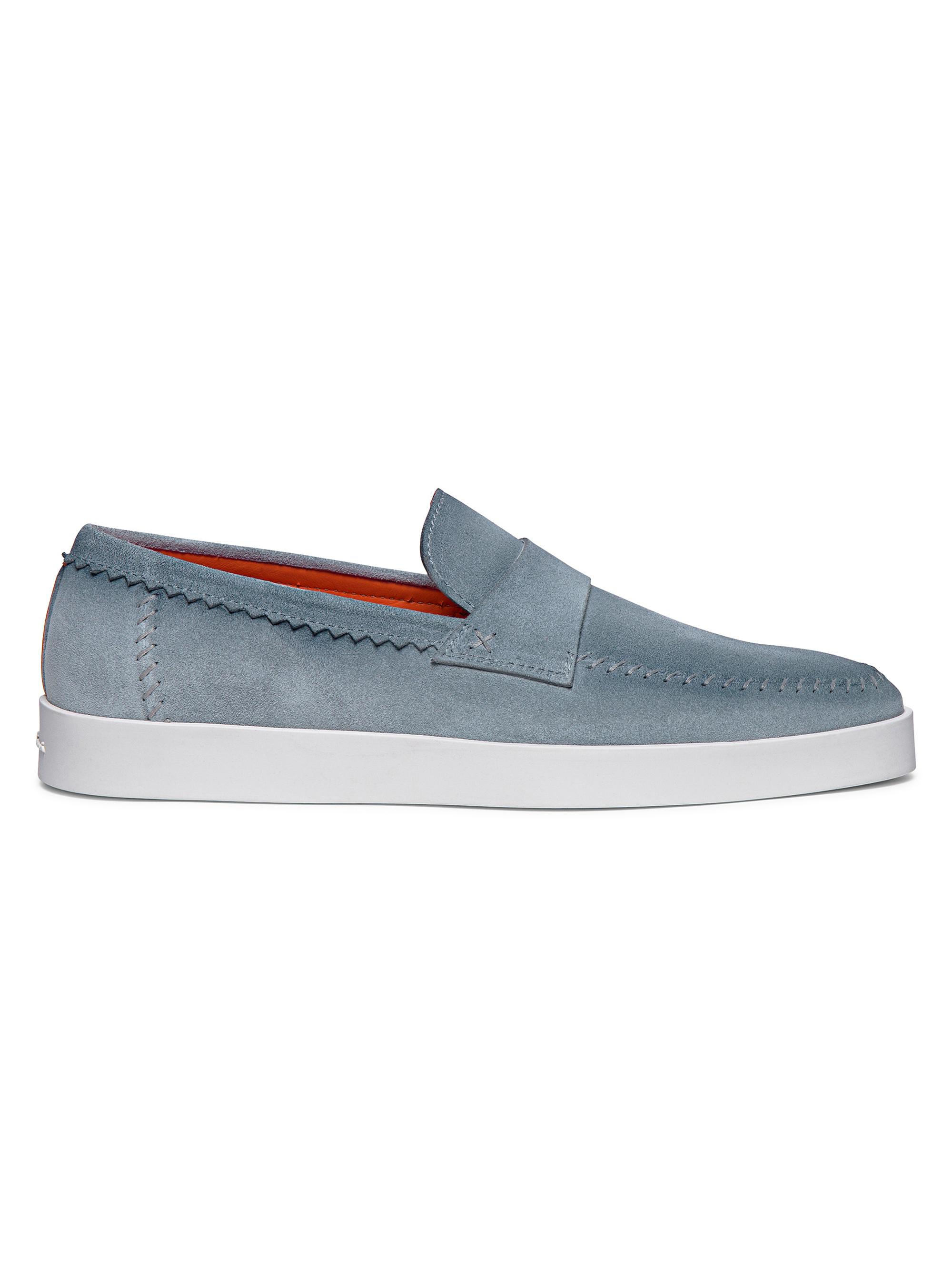 Santoni Men's Atlantis Suede Loafers - Light Blue