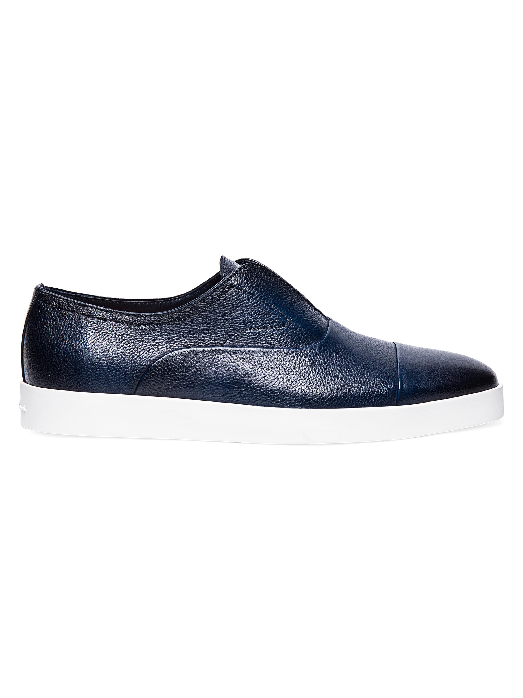 Santoni Men's Atlantis Burnished Cap-Toe Loafers - Blue