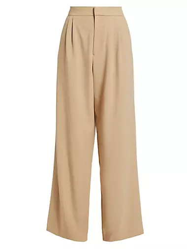 Wilshire Pleated Twill Wide-Leg Trousers