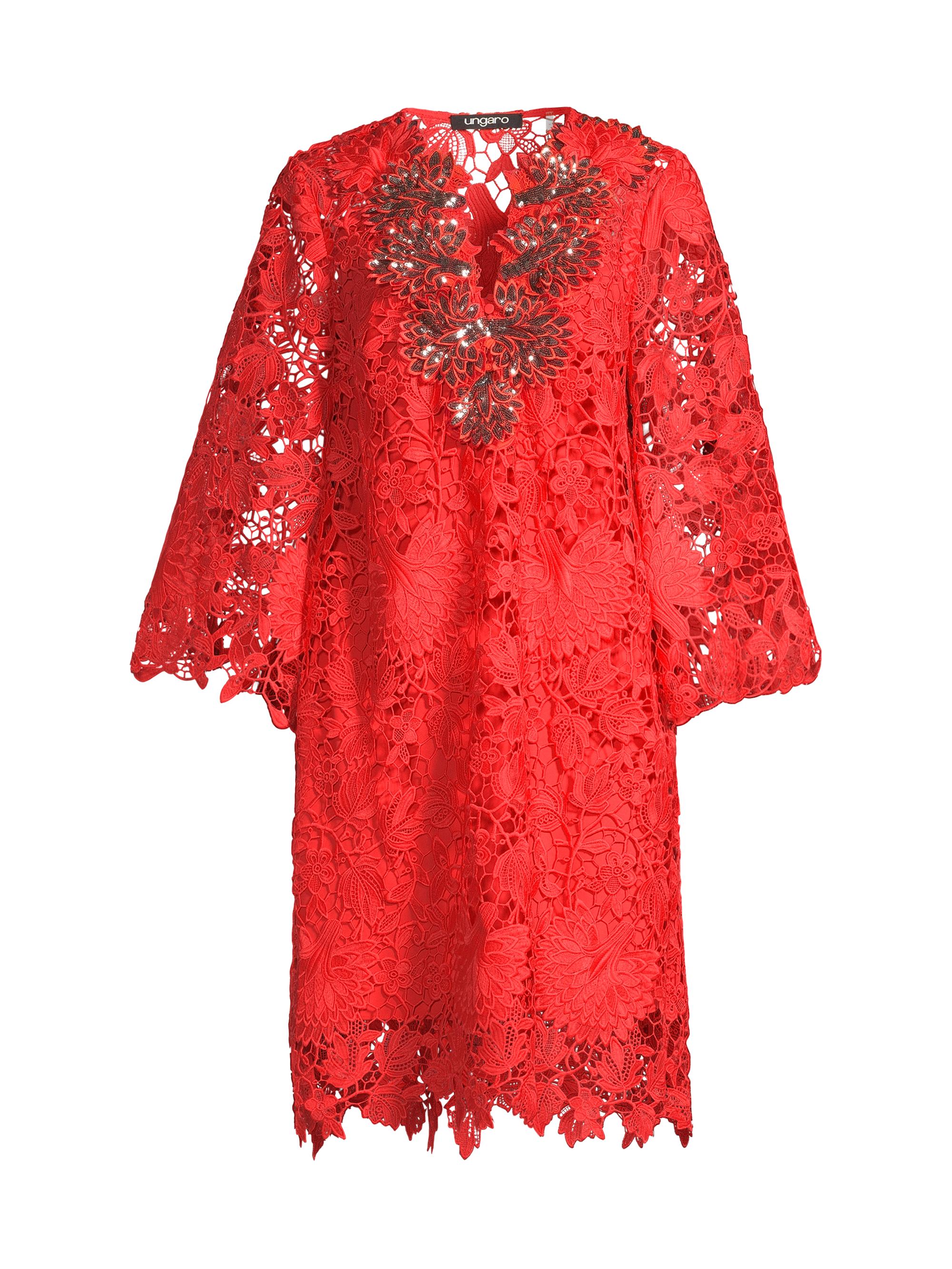 Ungaro Women's Hannah Sequined Lace Shift Dress - Orange