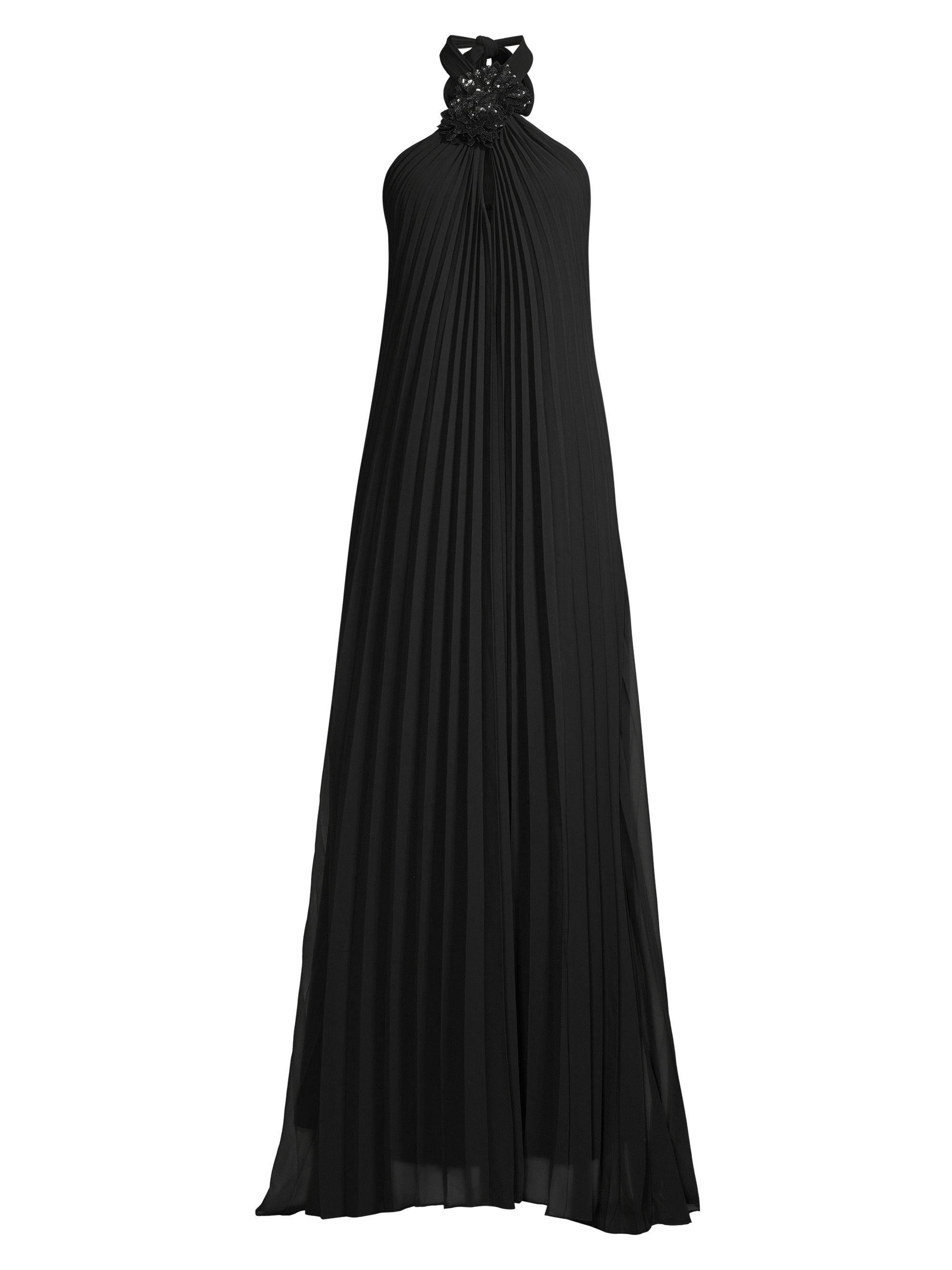 Ungaro Women's Billie Plissé Crepe Chiffon Halterneck Gown - Black
