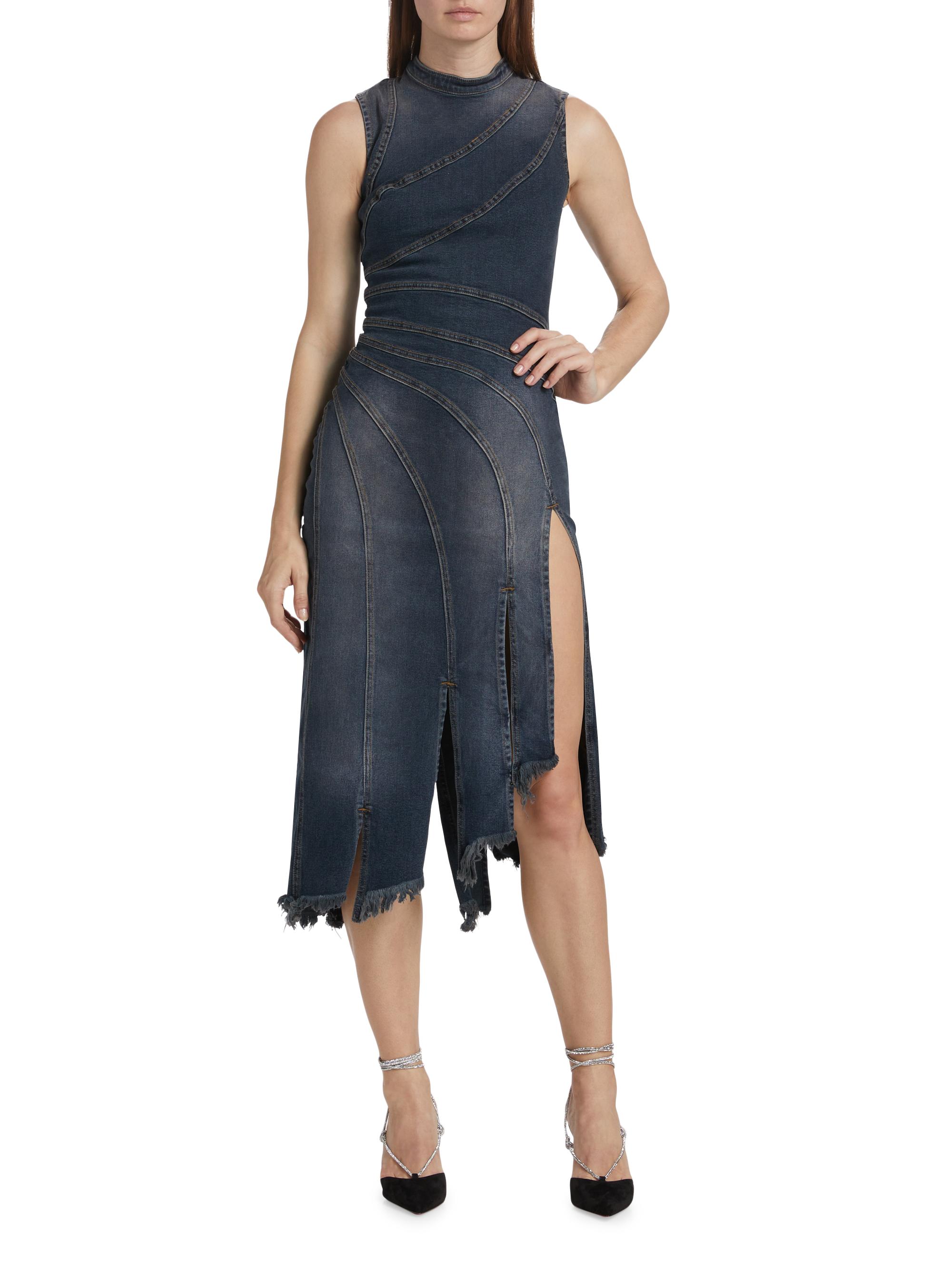 EB Denim Sorriso Denim Sleeveless Frayed Midi-Dress | Saks Fifth
